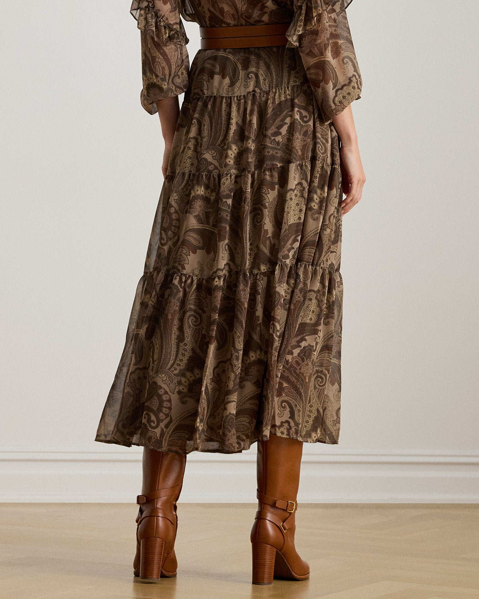 Ralph Lauren Paisley Chiffon Tiered Skirt