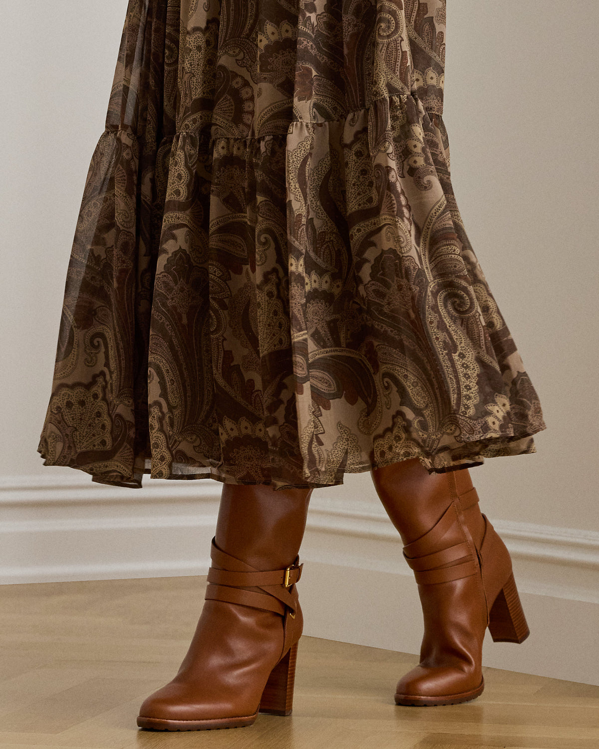 Ralph Lauren Paisley Chiffon Tiered Skirt