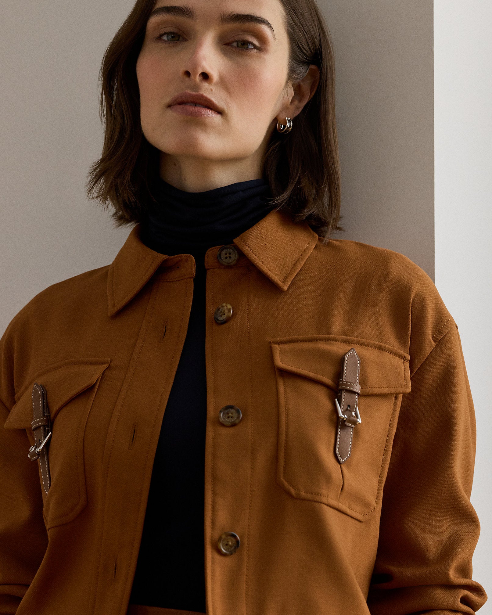 Ralph Lauren BuckleTrim Serge Cropped Jacket