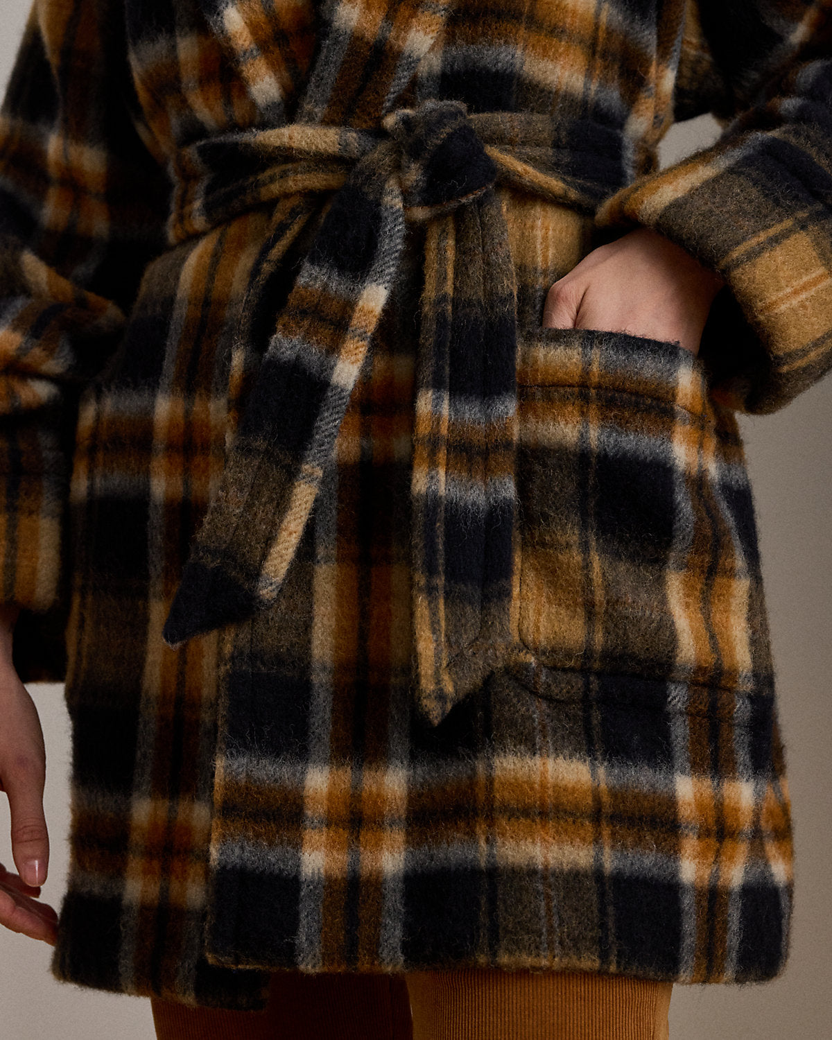 Ralph Lauren Plaid WoolBlend ShawlCollar Wrap Coat
