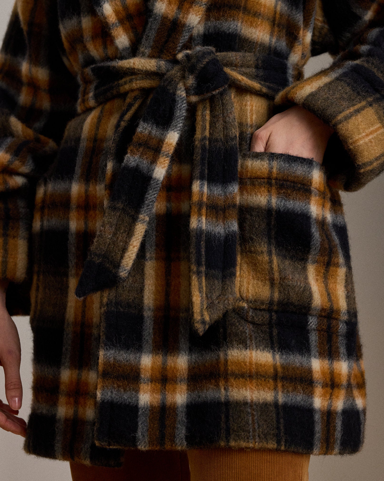Ralph Lauren Plaid WoolBlend ShawlCollar Wrap Coat