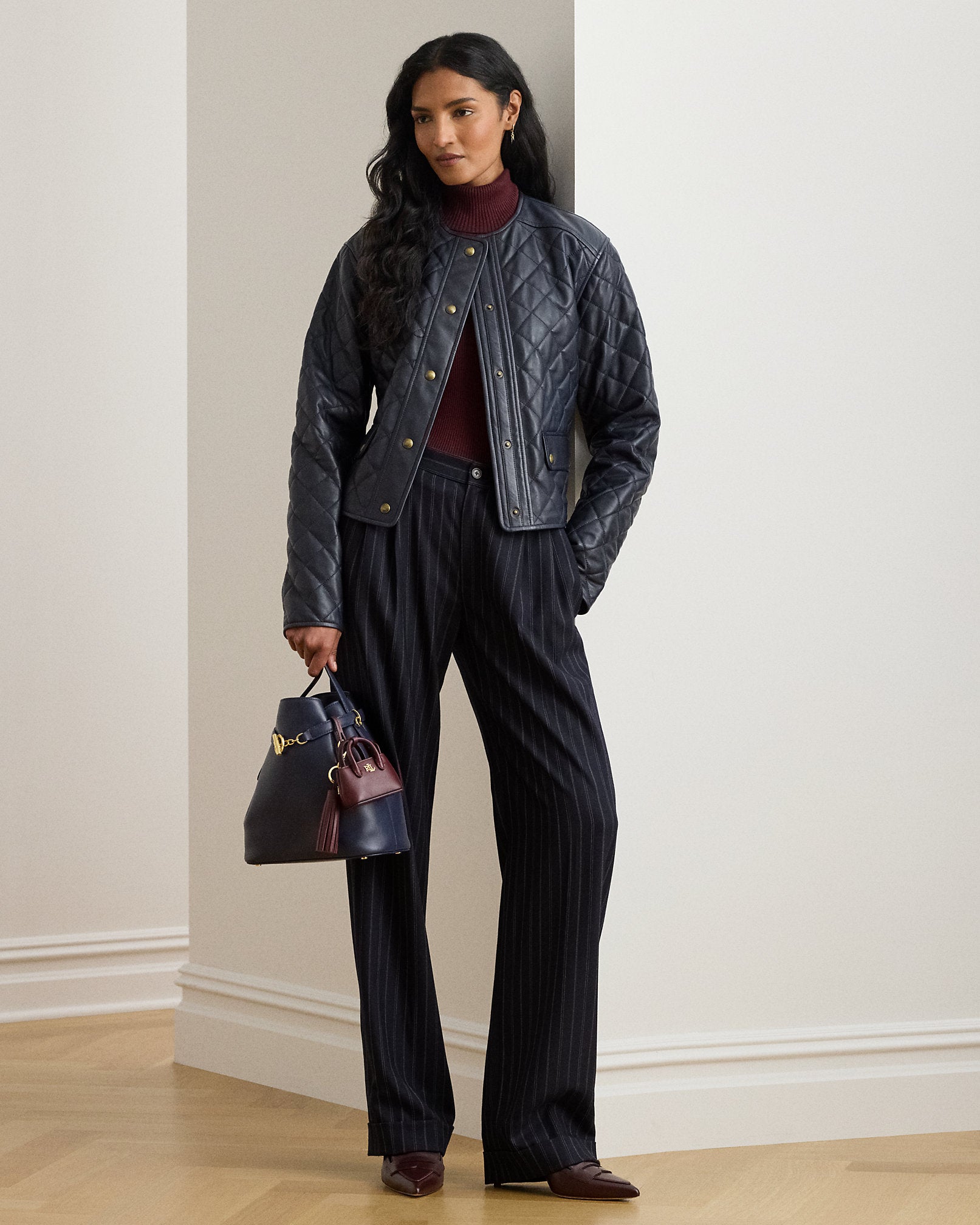 Ralph Lauren Striped Pleated WoolBlend Twill Pant