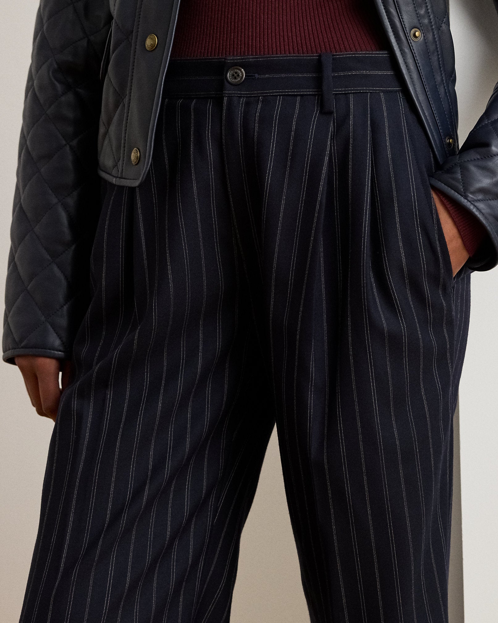 Ralph Lauren Striped Pleated WoolBlend Twill Pant