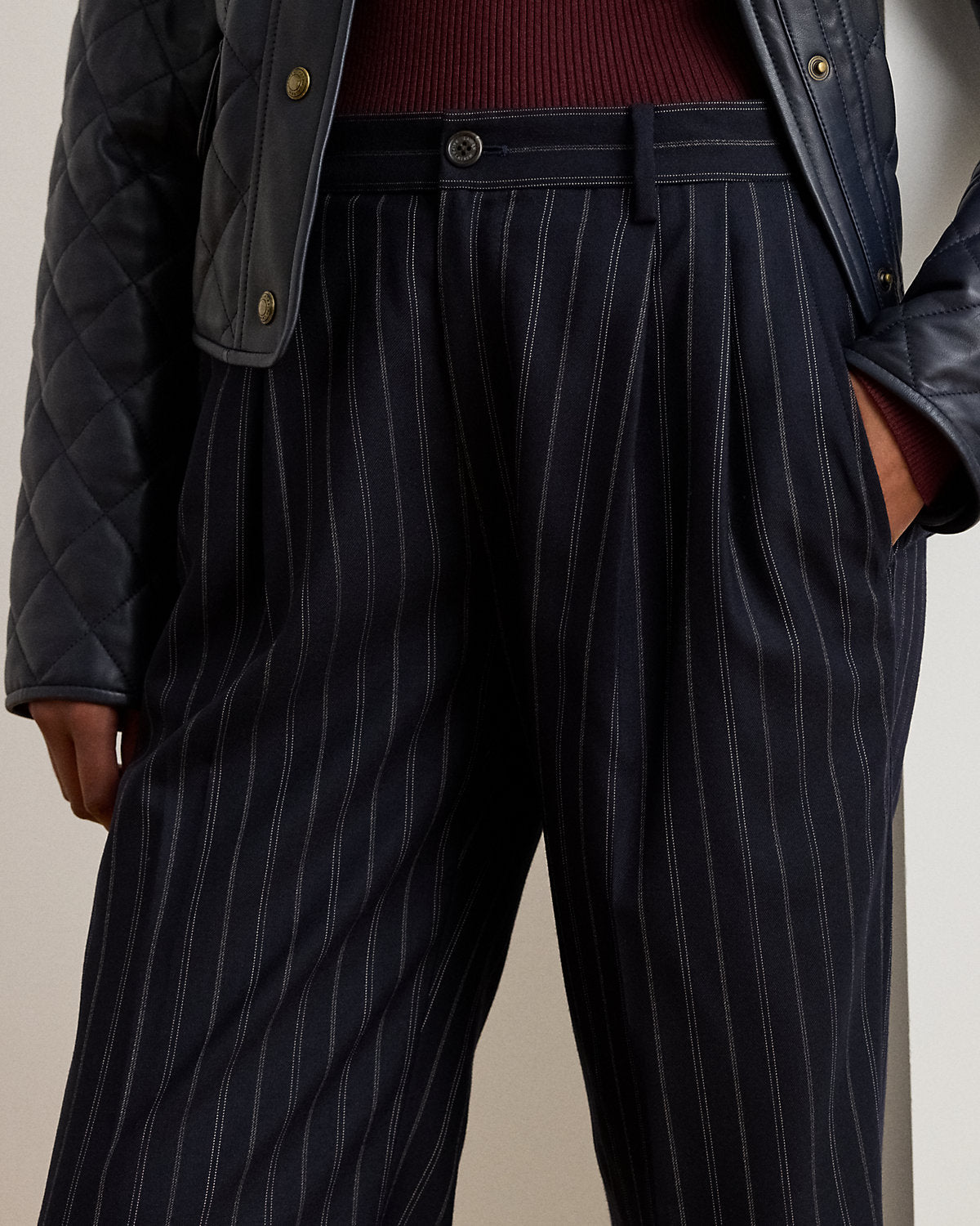 Ralph Lauren Striped Pleated WoolBlend Twill Pant