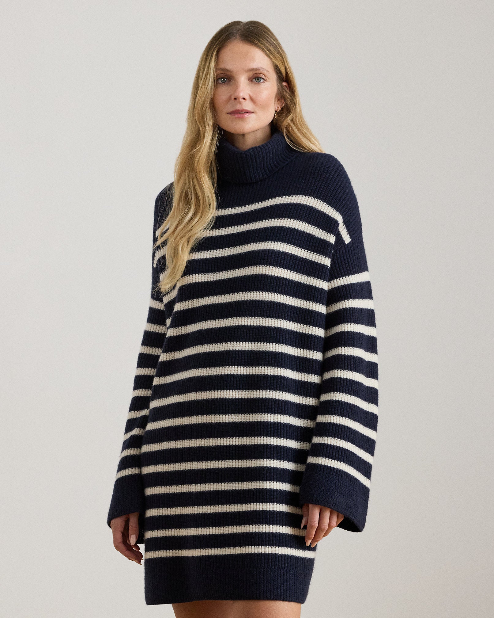 Ralph Lauren Striped WoolCashmere Turtleneck Dress