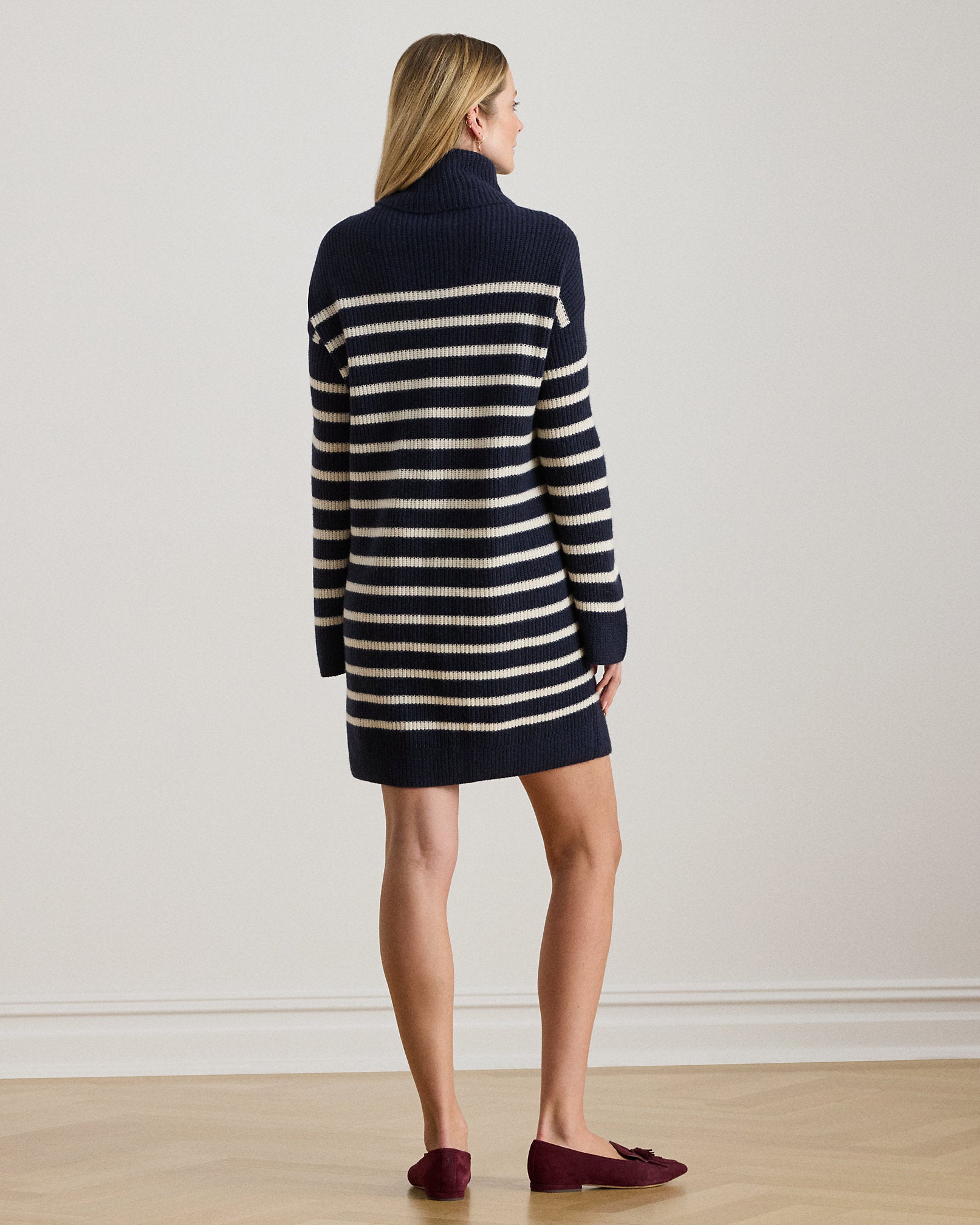 Ralph Lauren Striped WoolCashmere Turtleneck Dress
