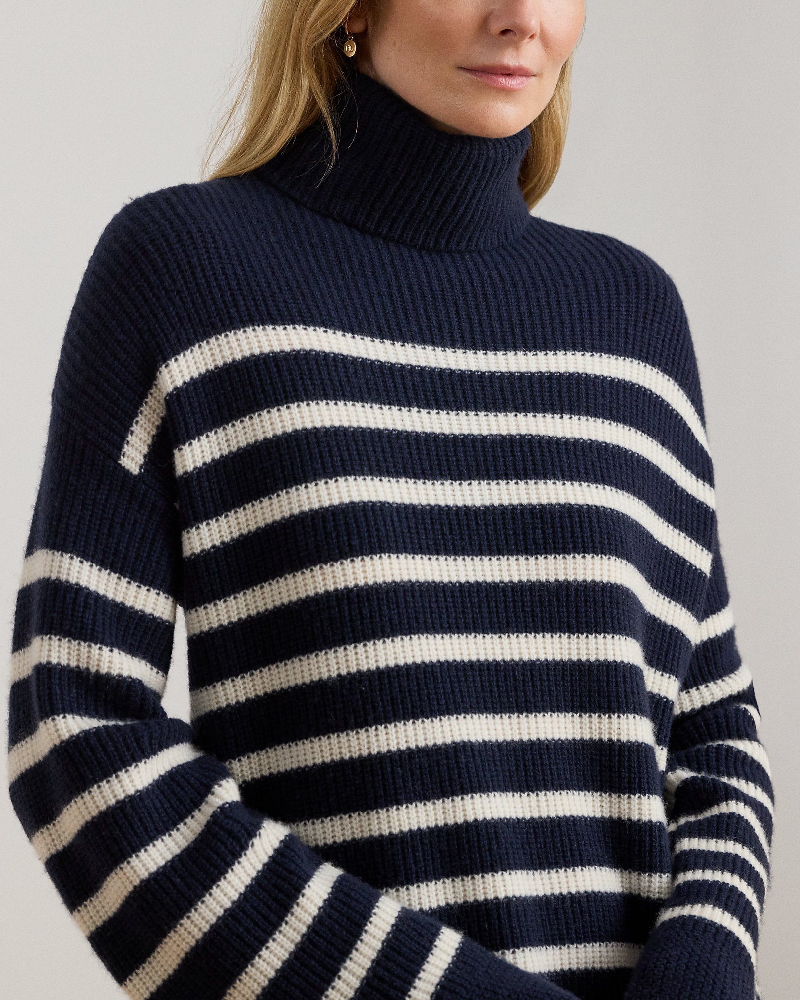 Ralph Lauren Striped WoolCashmere Turtleneck Dress
