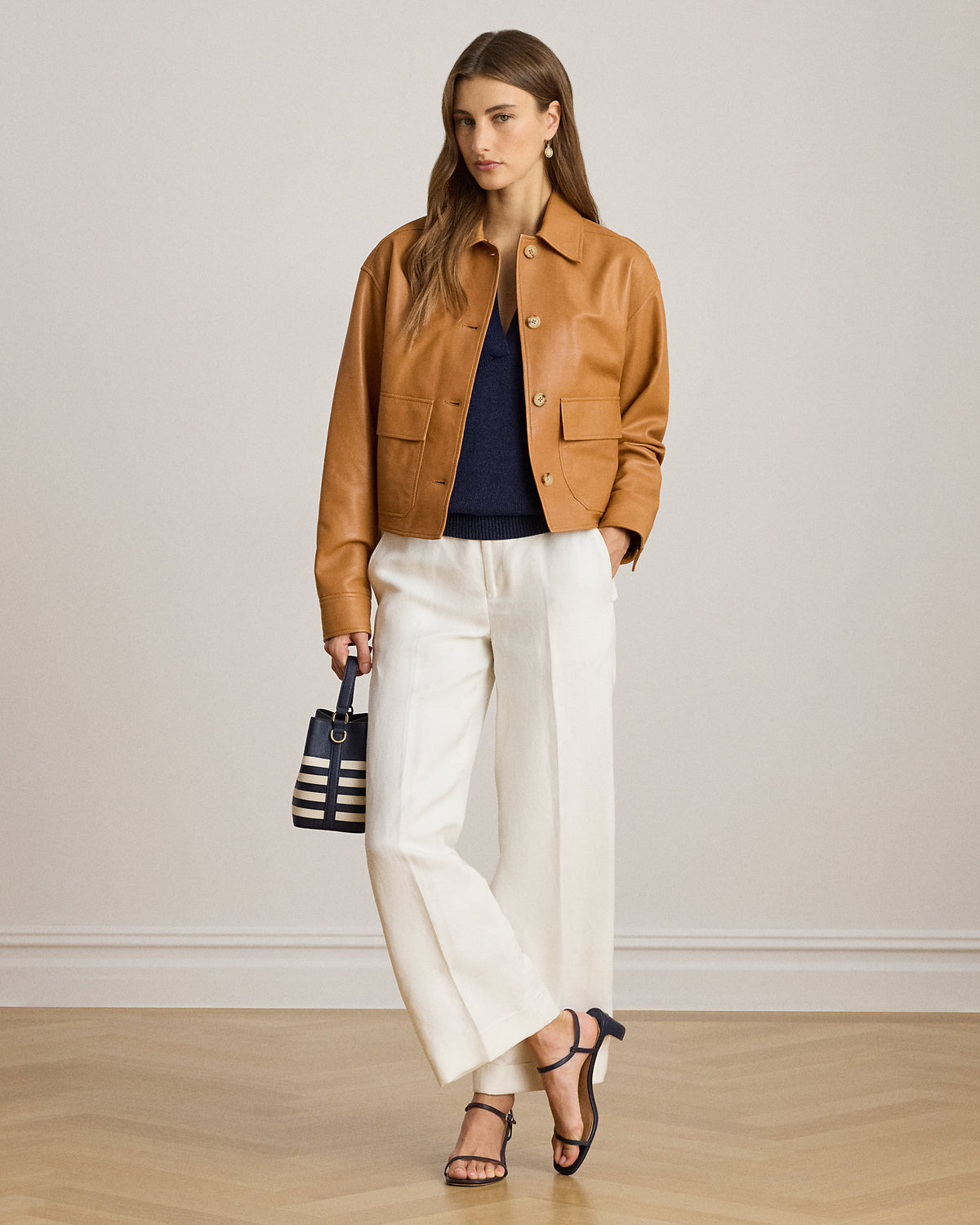 Ralph Lauren LinenBlend Twill WideLeg Cropped Pant