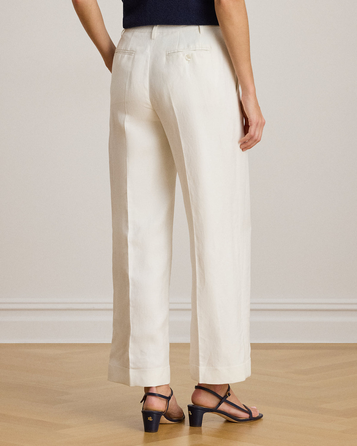 Ralph Lauren LinenBlend Twill WideLeg Cropped Pant
