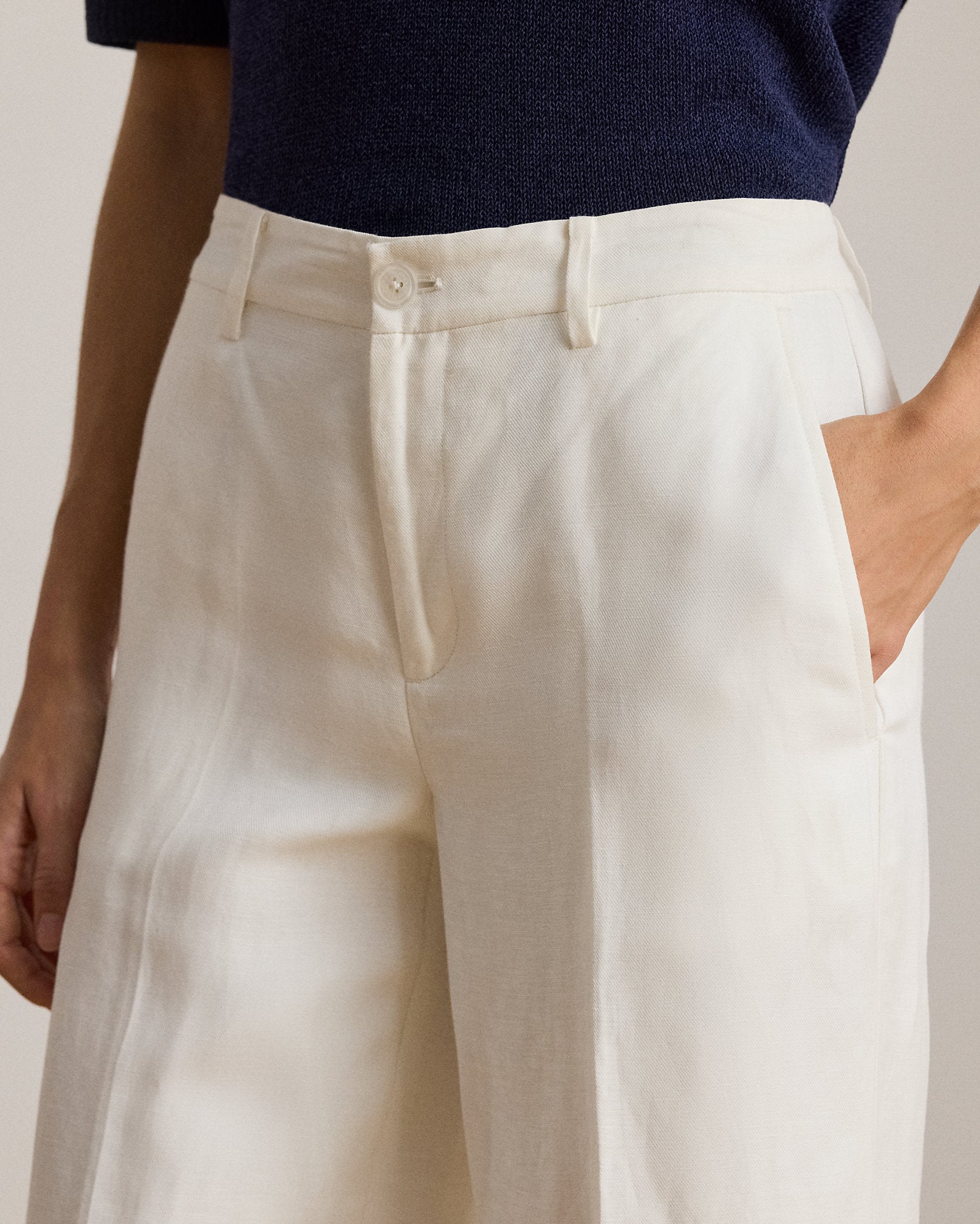 Ralph Lauren LinenBlend Twill WideLeg Cropped Pant