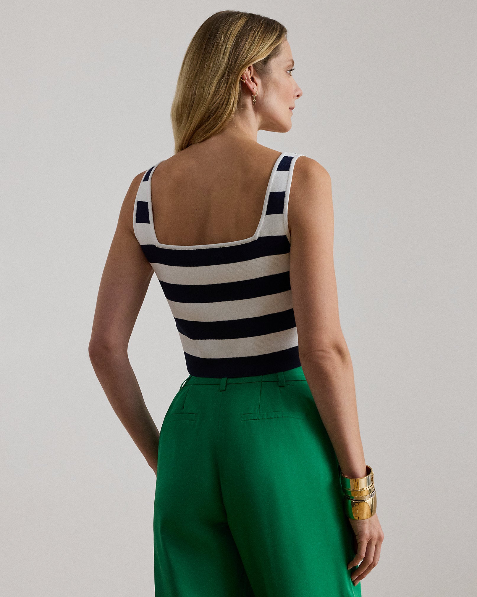 Ralph Lauren Striped Cropped Sleeveless Sweater