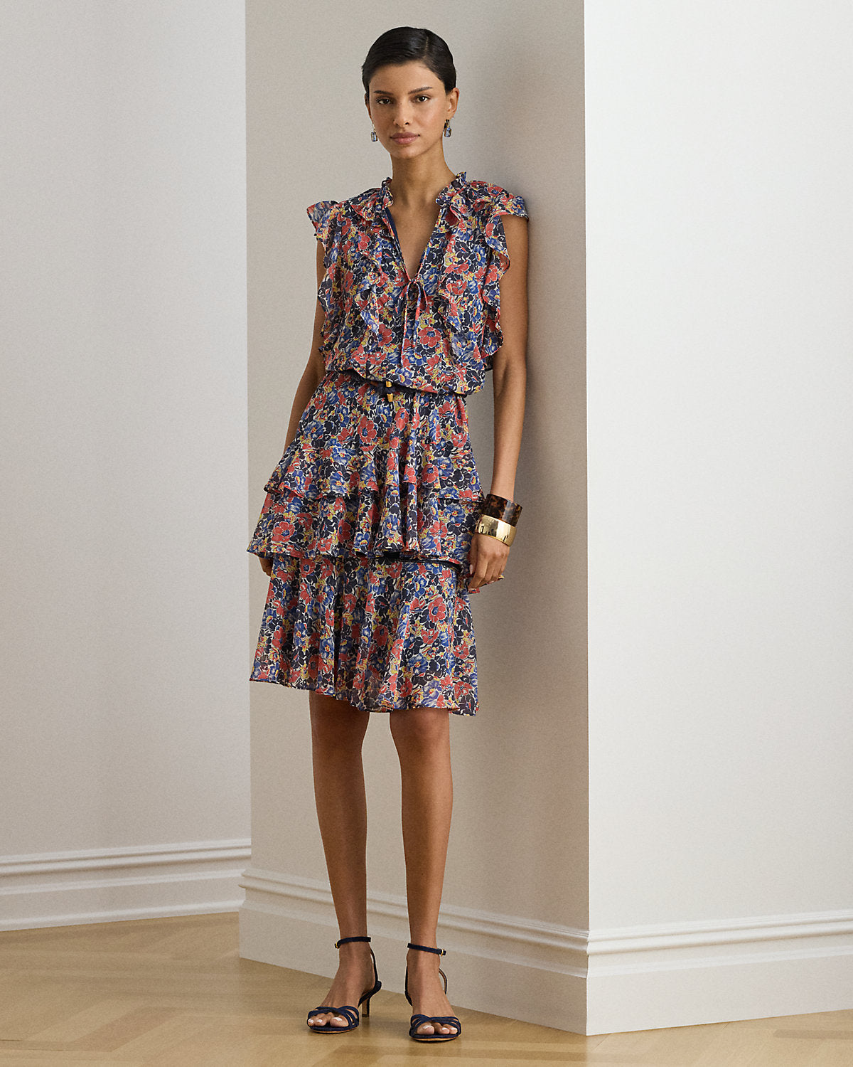 Ralph Lauren Floral RuffleTrim Georgette Dress