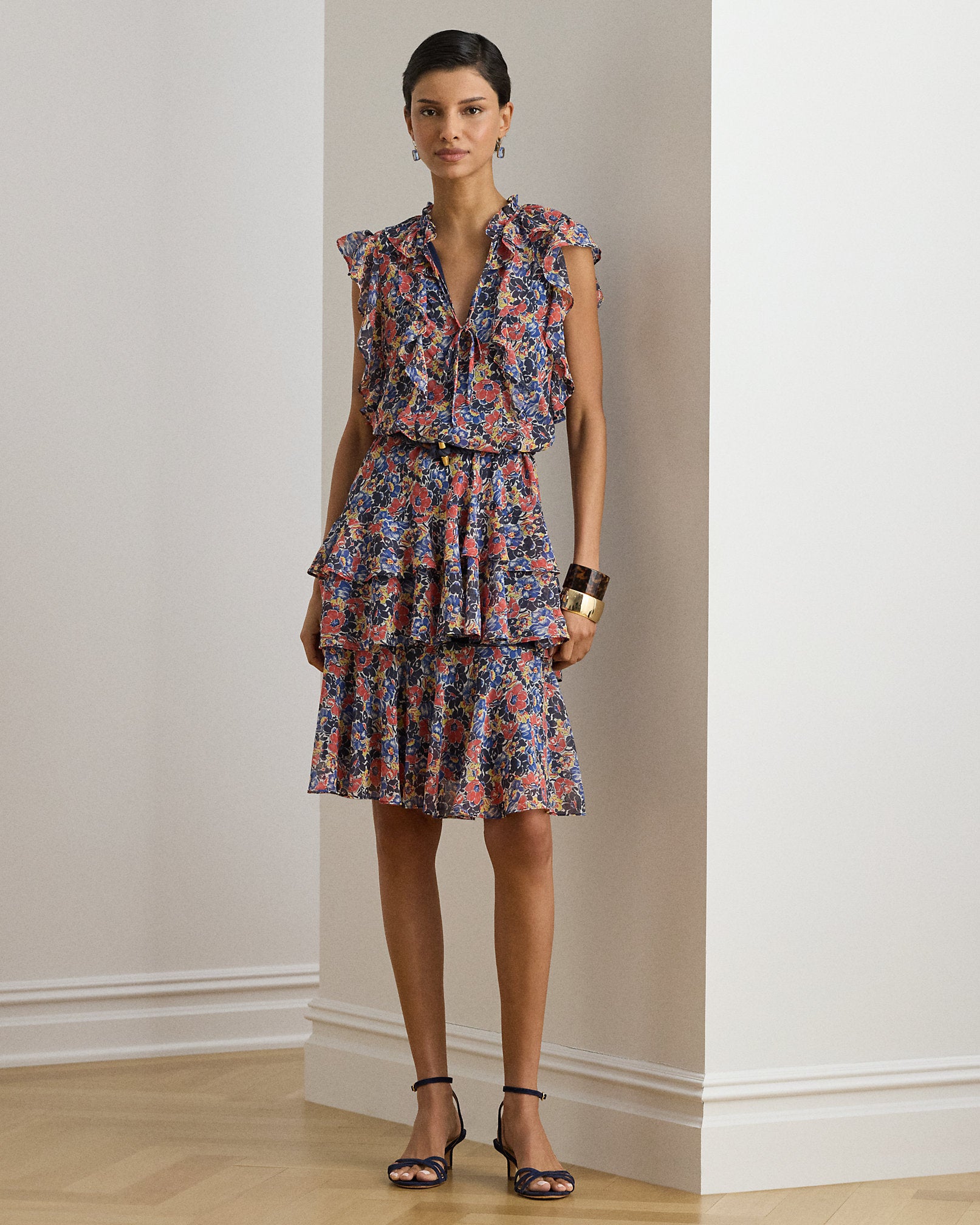 Ralph Lauren Floral RuffleTrim Georgette Dress
