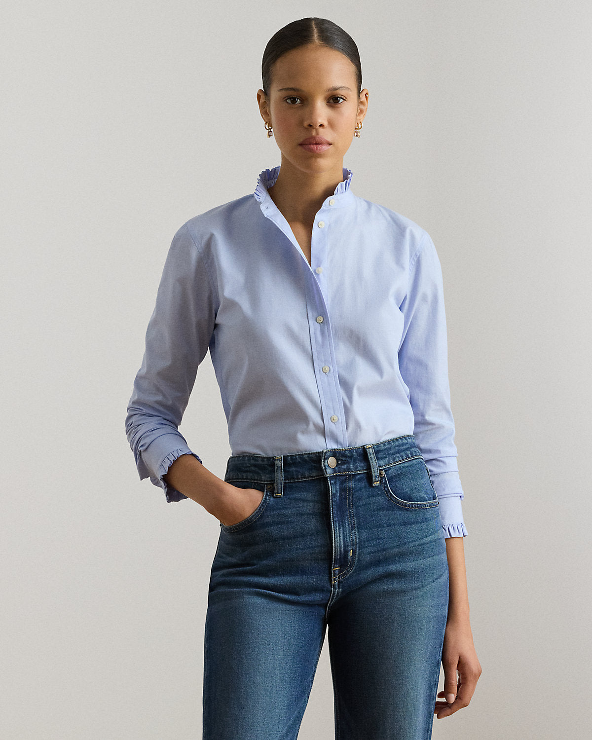 Ralph Lauren RuffleTrim EndonEnd Cotton Shirt