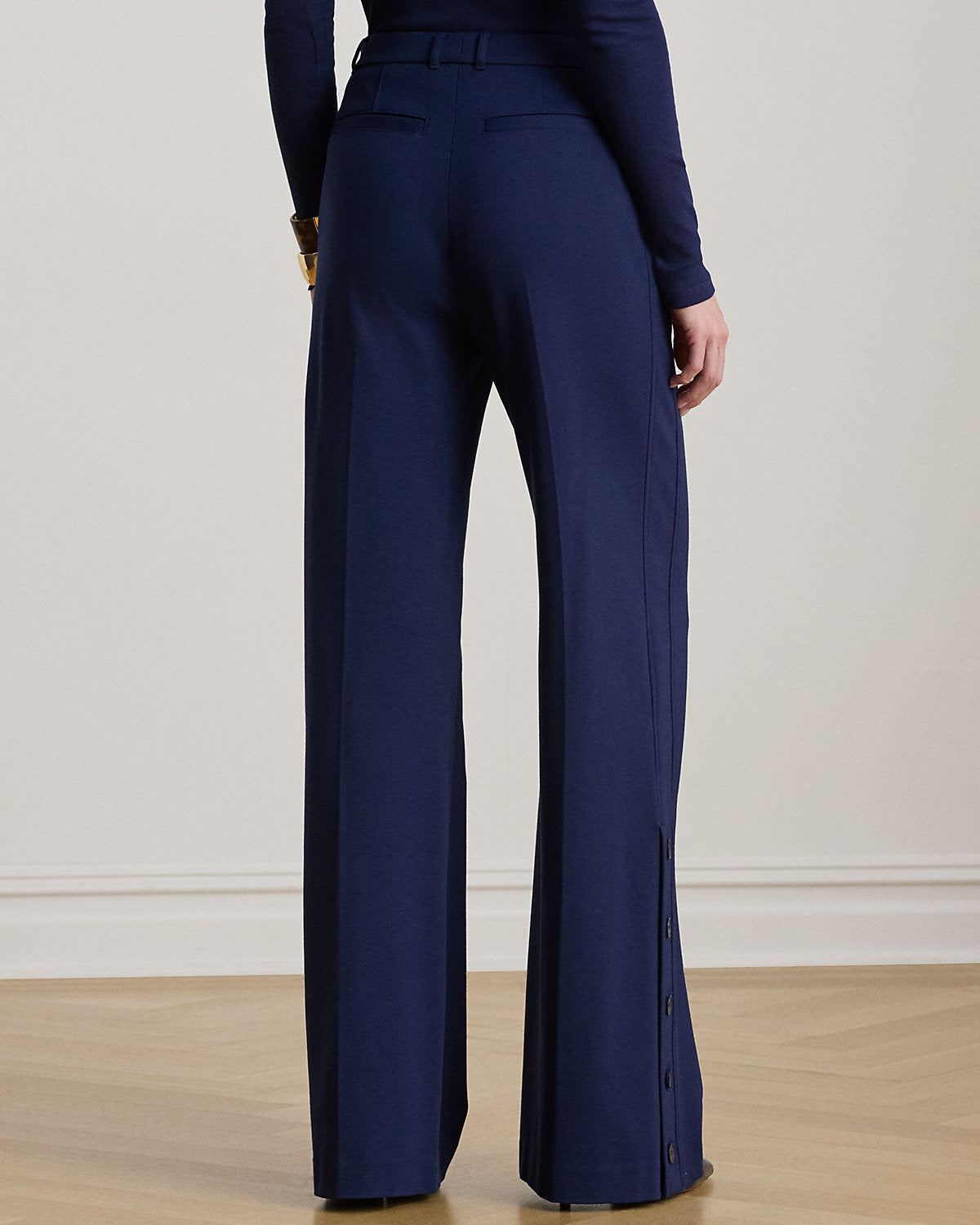Ralph Lauren ButtonTrim Ponte WideLeg Pant