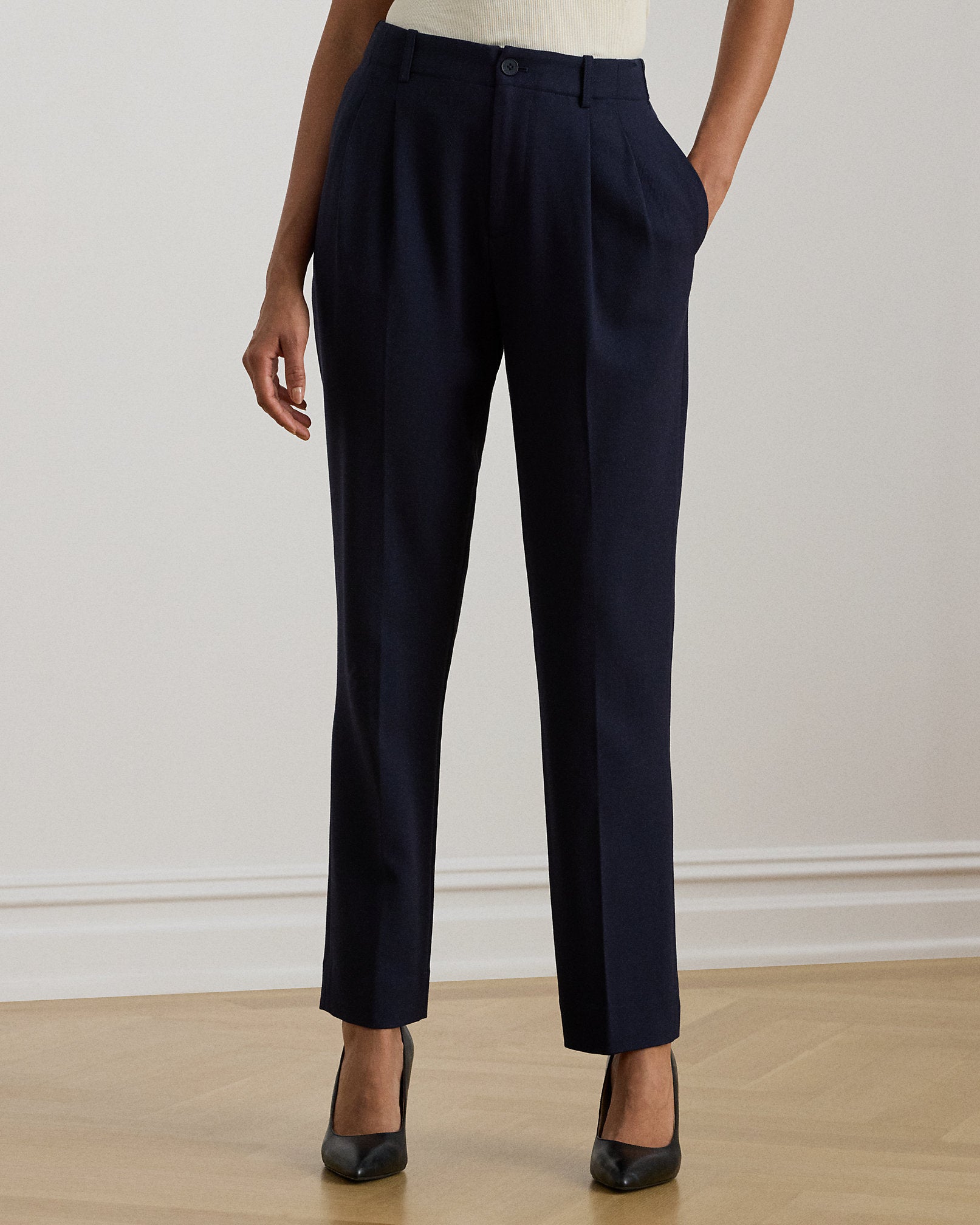 Ralph Lauren Pleated Tricotine Tapered Pant
