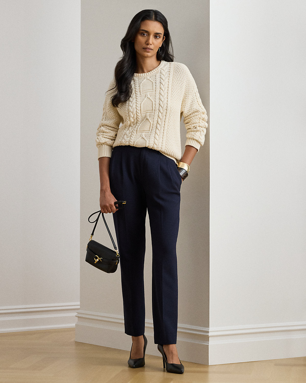 Ralph Lauren Pleated Tricotine Tapered Pant