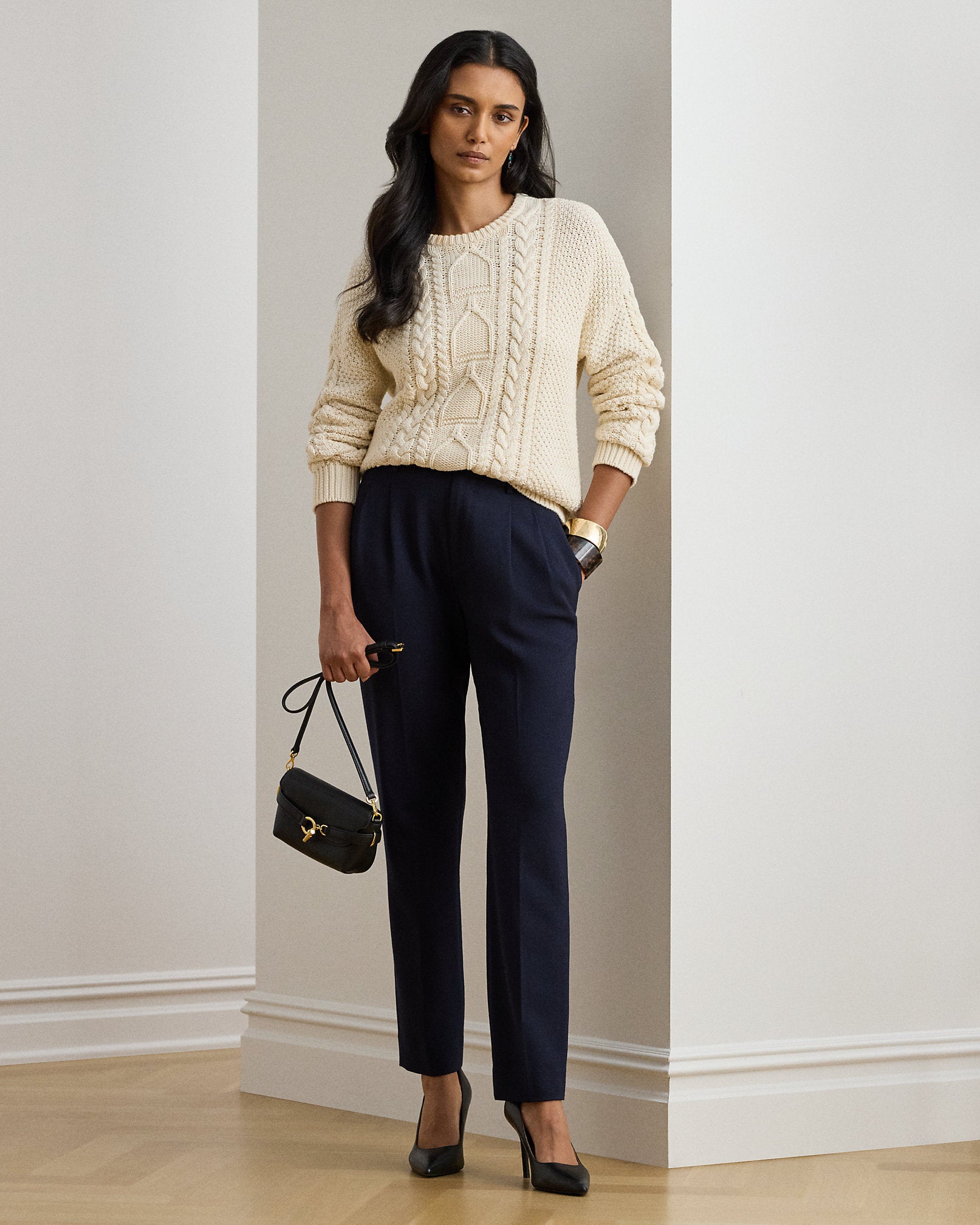 Ralph Lauren Pleated Tricotine Tapered Pant