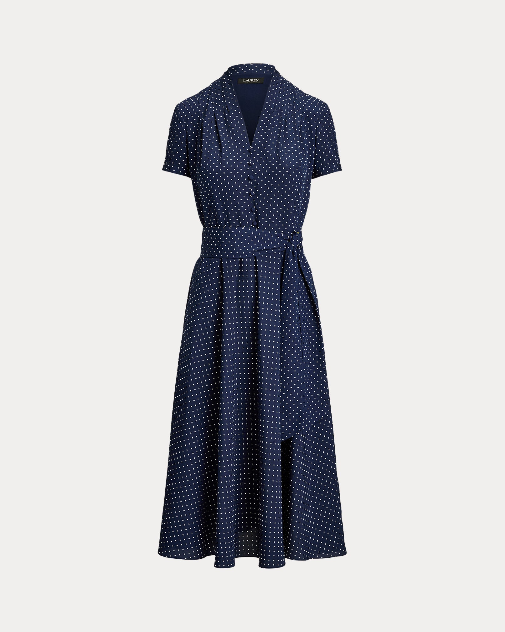 Ralph Lauren PolkaDot Belted Crepe Dress