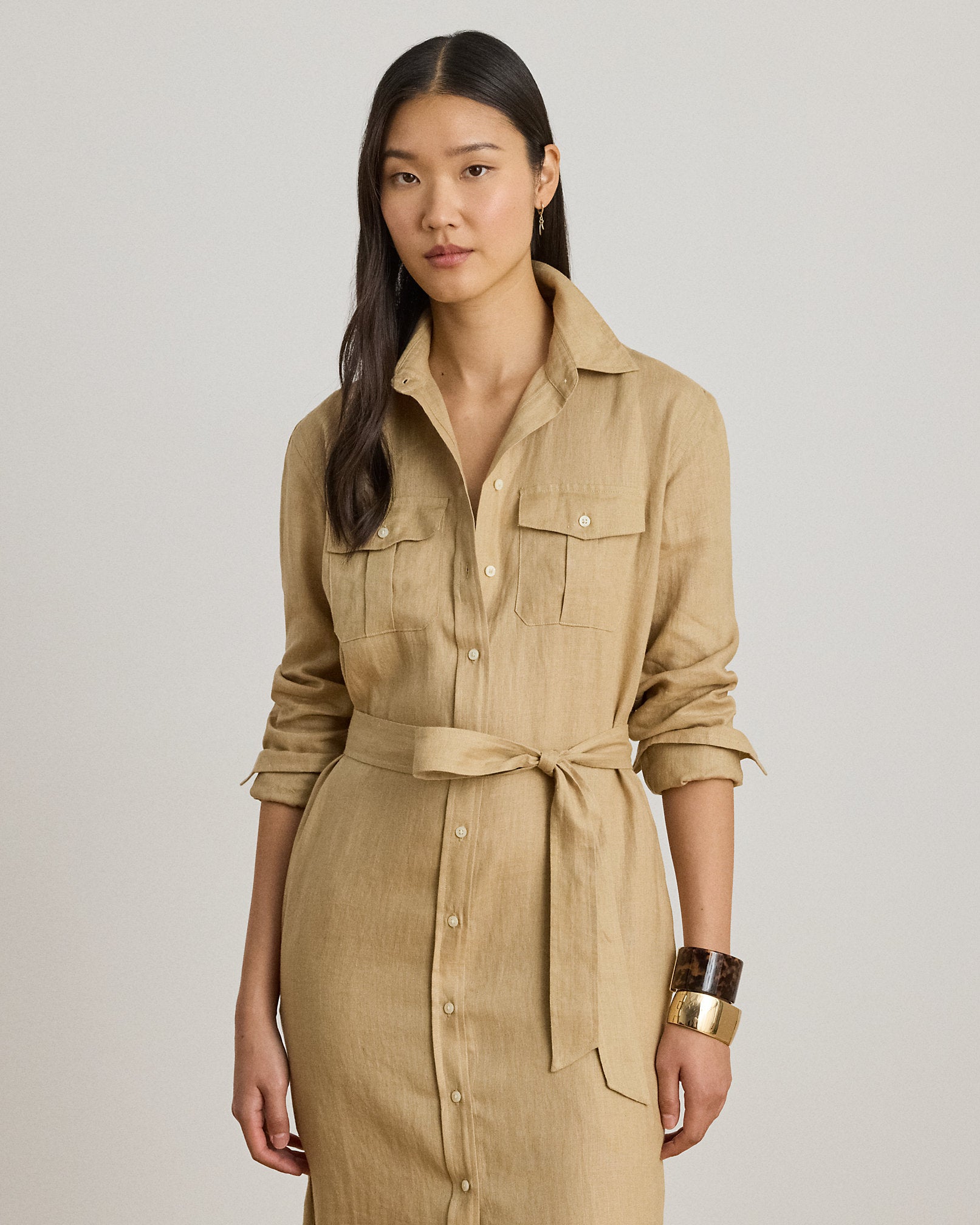 Ralph Lauren Belted Linen Midi Shirtdress
