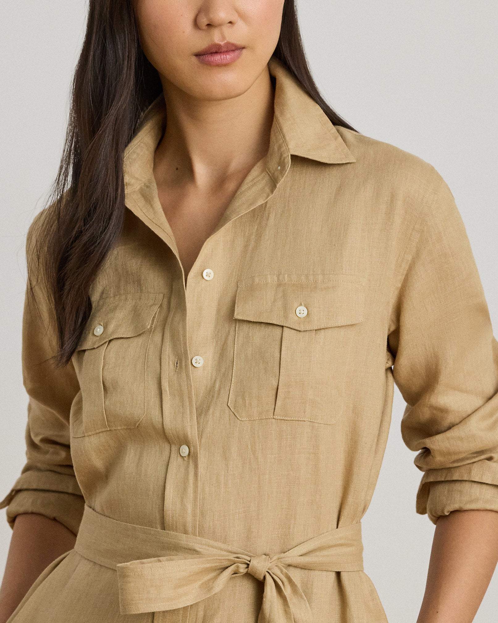 Ralph Lauren Belted Linen Midi Shirtdress