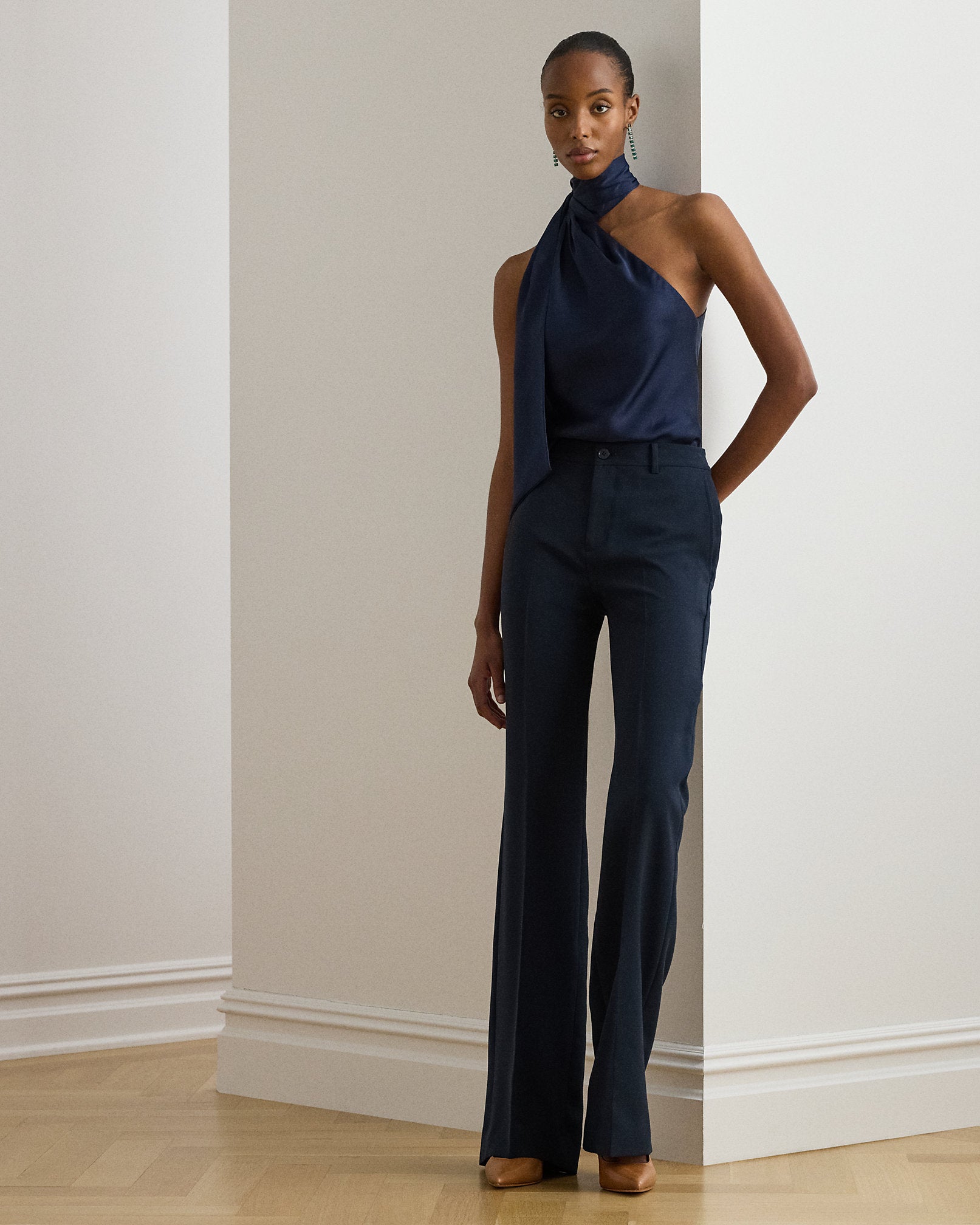 Ralph Lauren Charmeuse TieNeck Halter Top