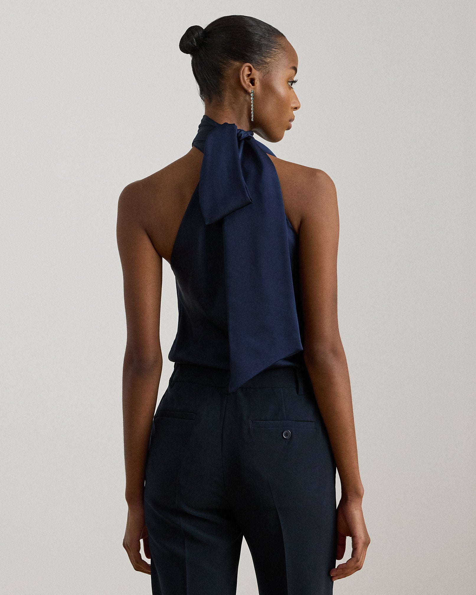 Ralph Lauren Charmeuse TieNeck Halter Top