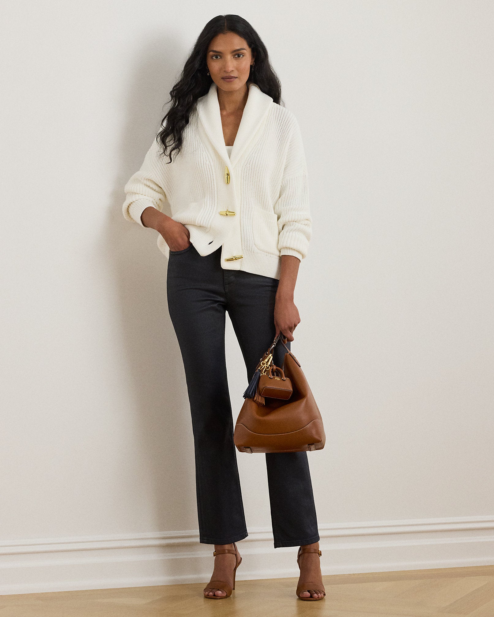 Ralph Lauren Coated HighRise Straight Ankle Jean