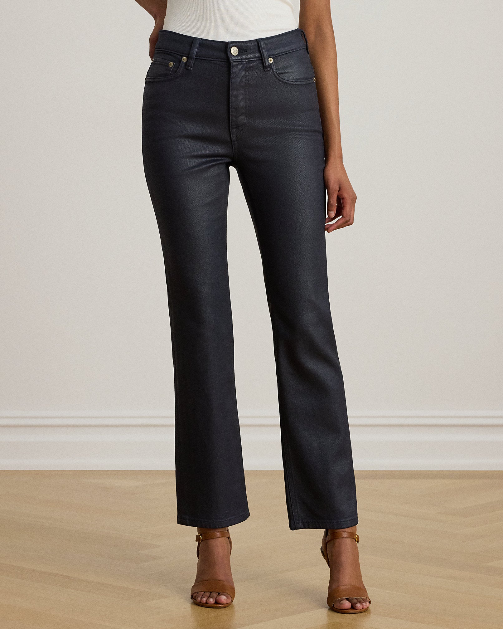 Ralph Lauren Coated HighRise Straight Ankle Jean