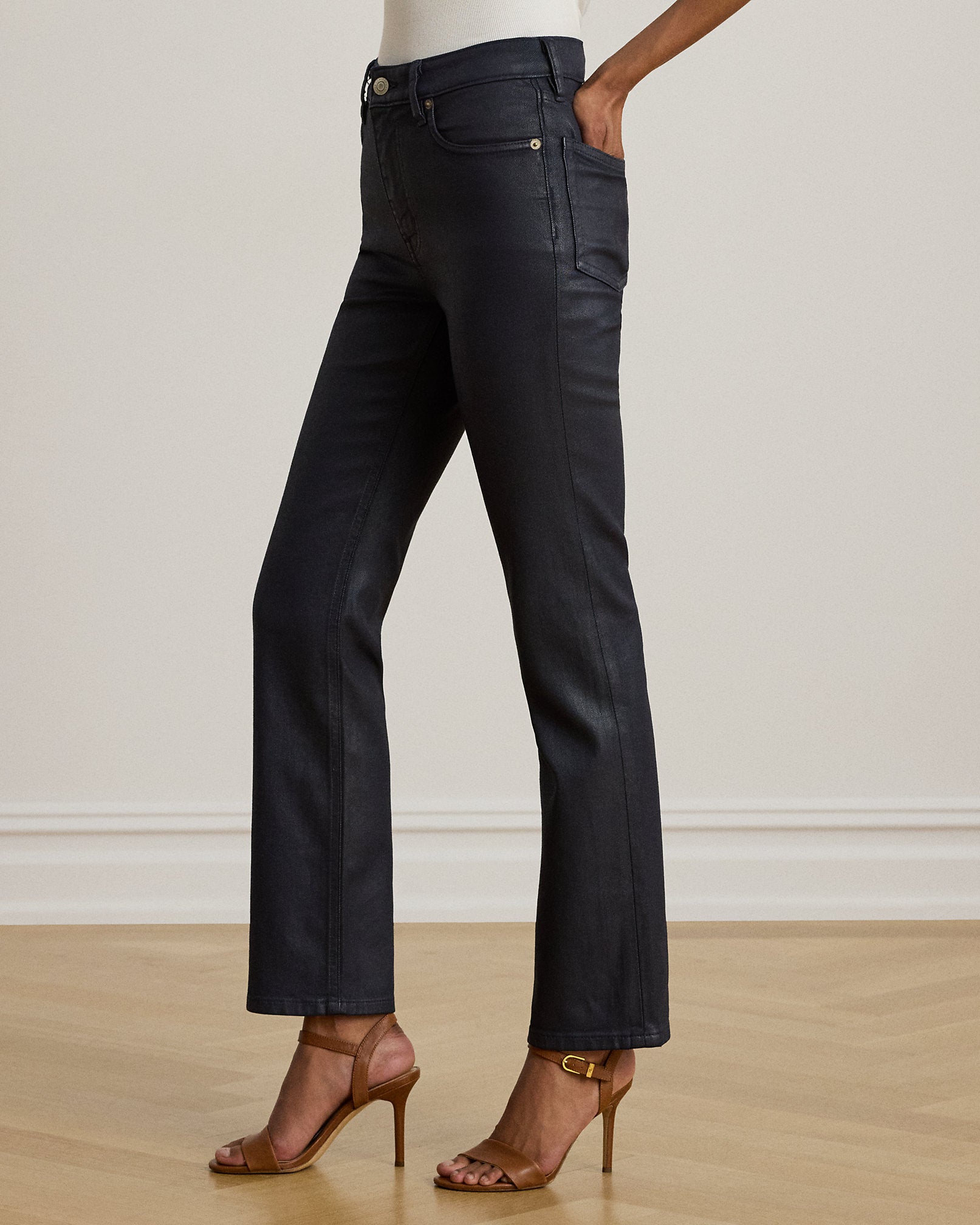Ralph Lauren Coated HighRise Straight Ankle Jean
