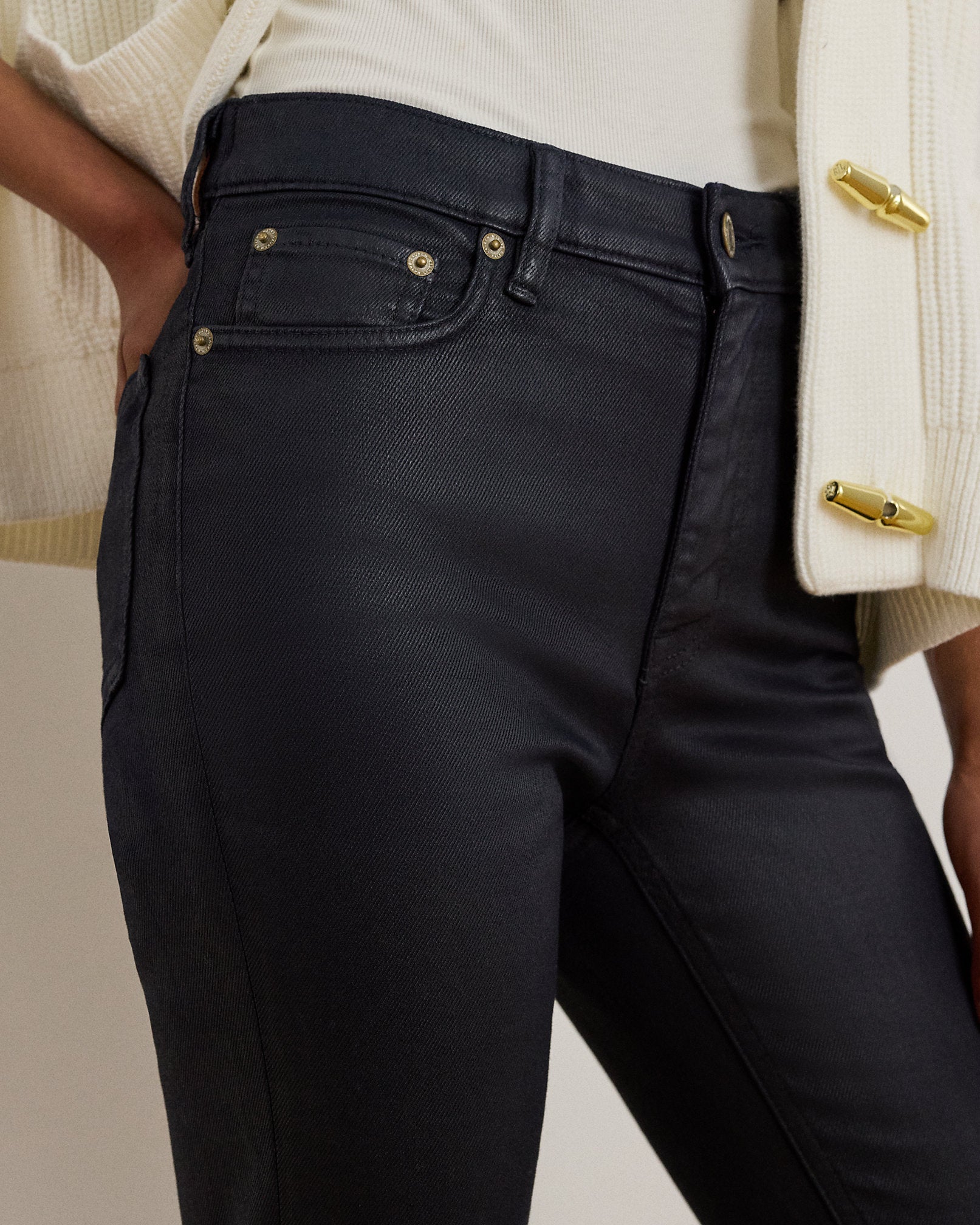 Ralph Lauren Coated HighRise Straight Ankle Jean
