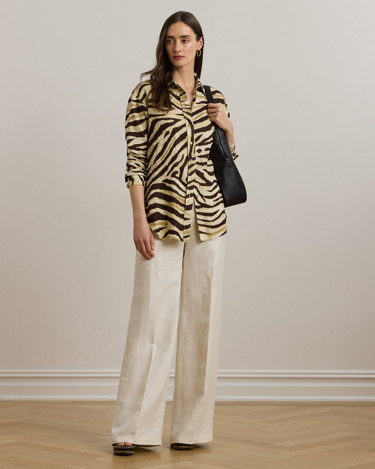 Ralph Lauren Relaxed Fit ZebraPrint Linen Shirt