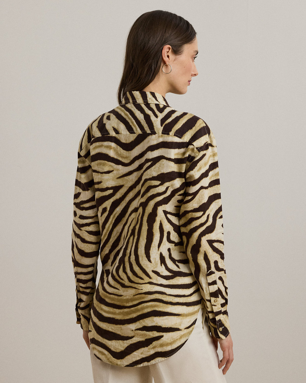 Ralph Lauren Relaxed Fit ZebraPrint Linen Shirt