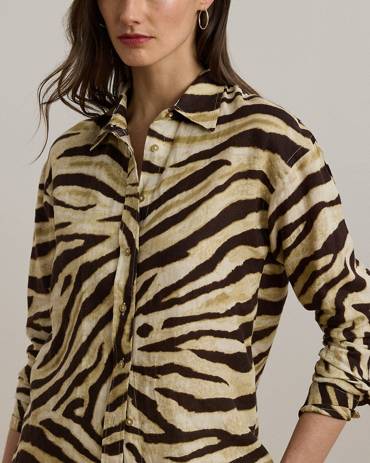Ralph Lauren Relaxed Fit ZebraPrint Linen Shirt