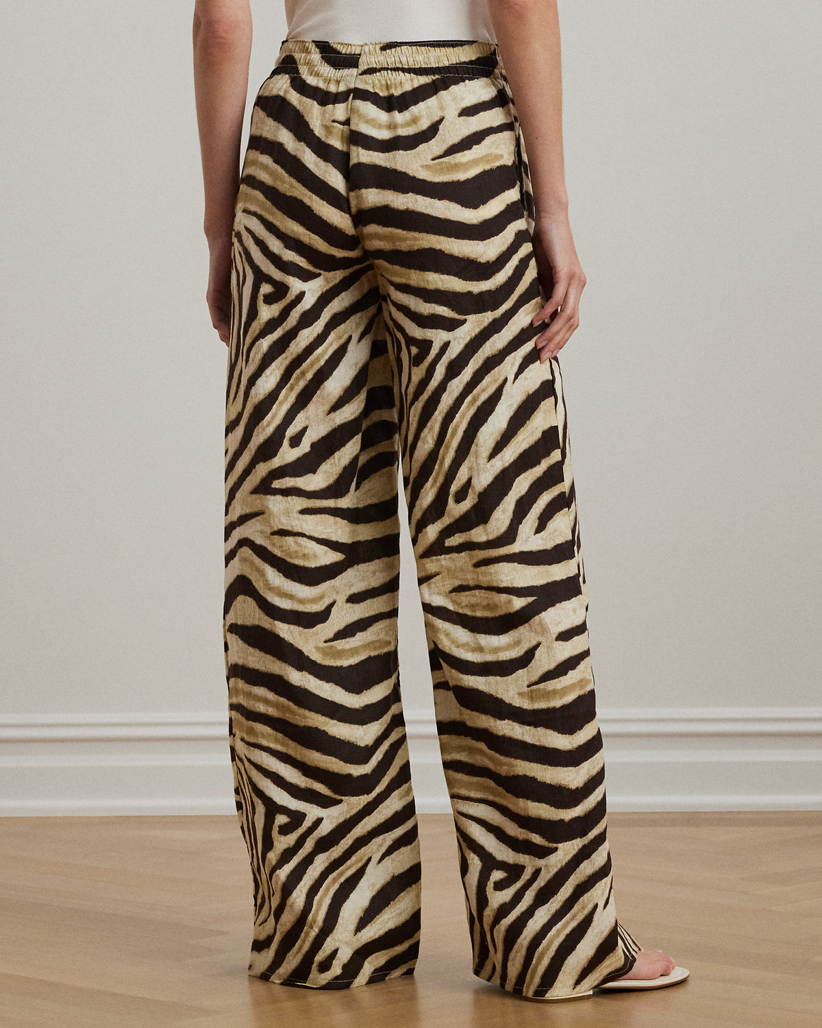 Ralph Lauren ZebraPrint Linen WideLeg Pant