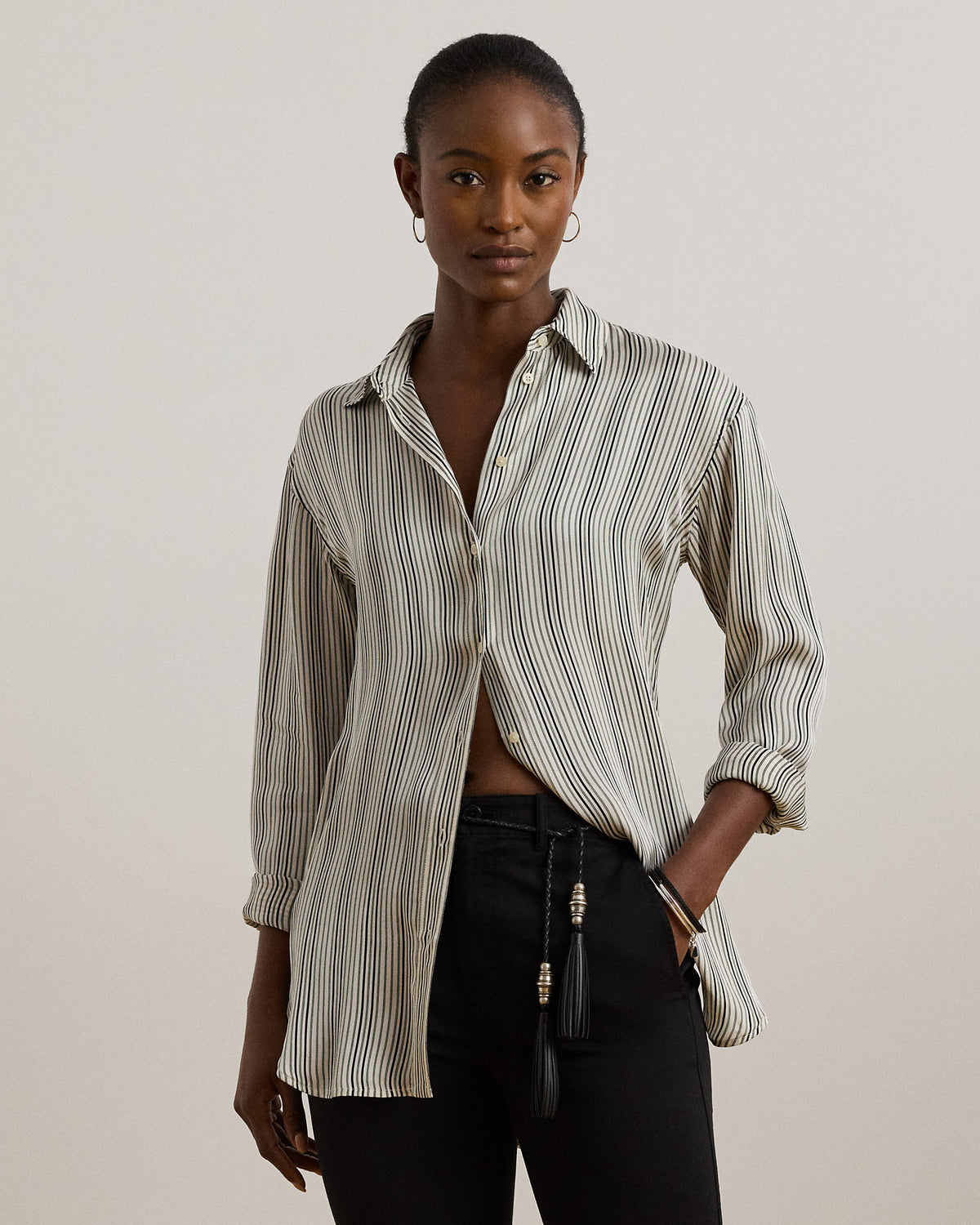 Ralph Lauren Relaxed Fit Striped Satin Shirt
