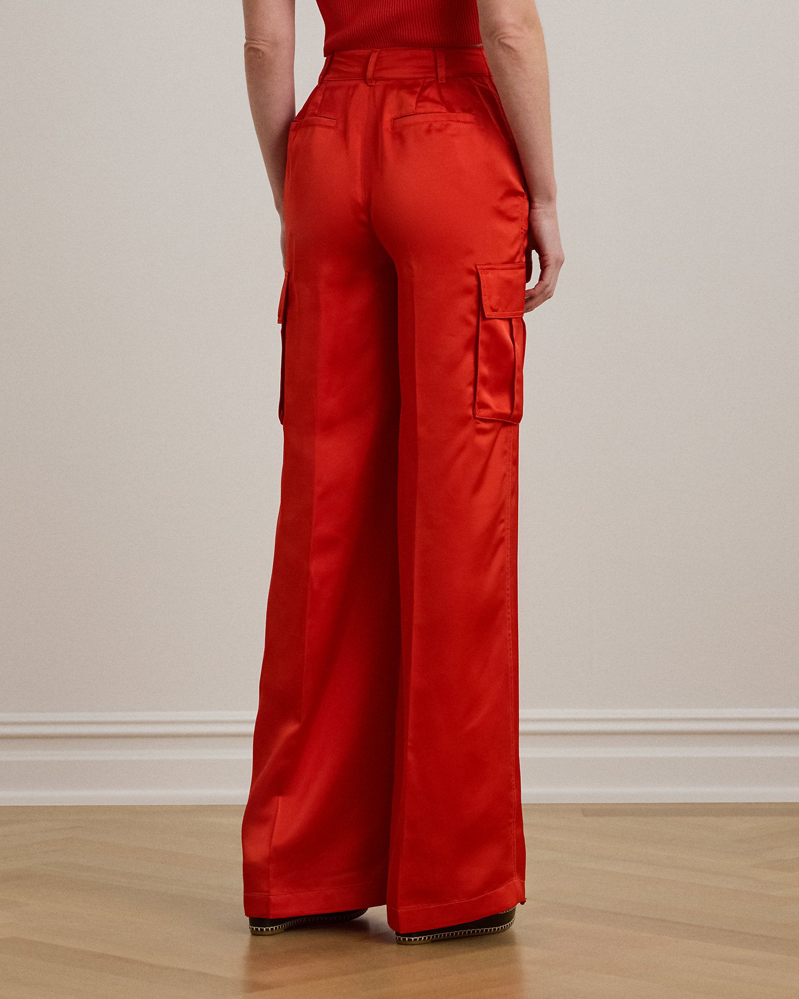 Ralph Lauren Satin Charmeuse WideLeg Cargo Pant