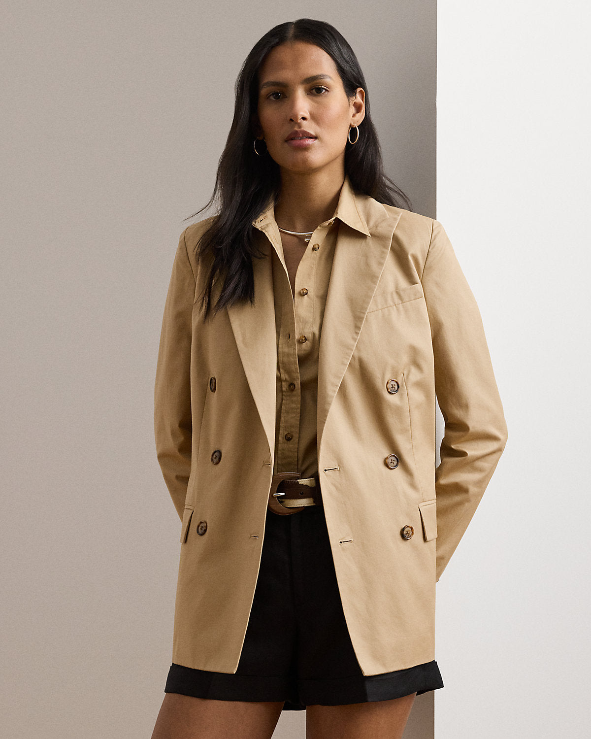 Ralph Lauren DoubleBreasted Cotton Twill Blazer