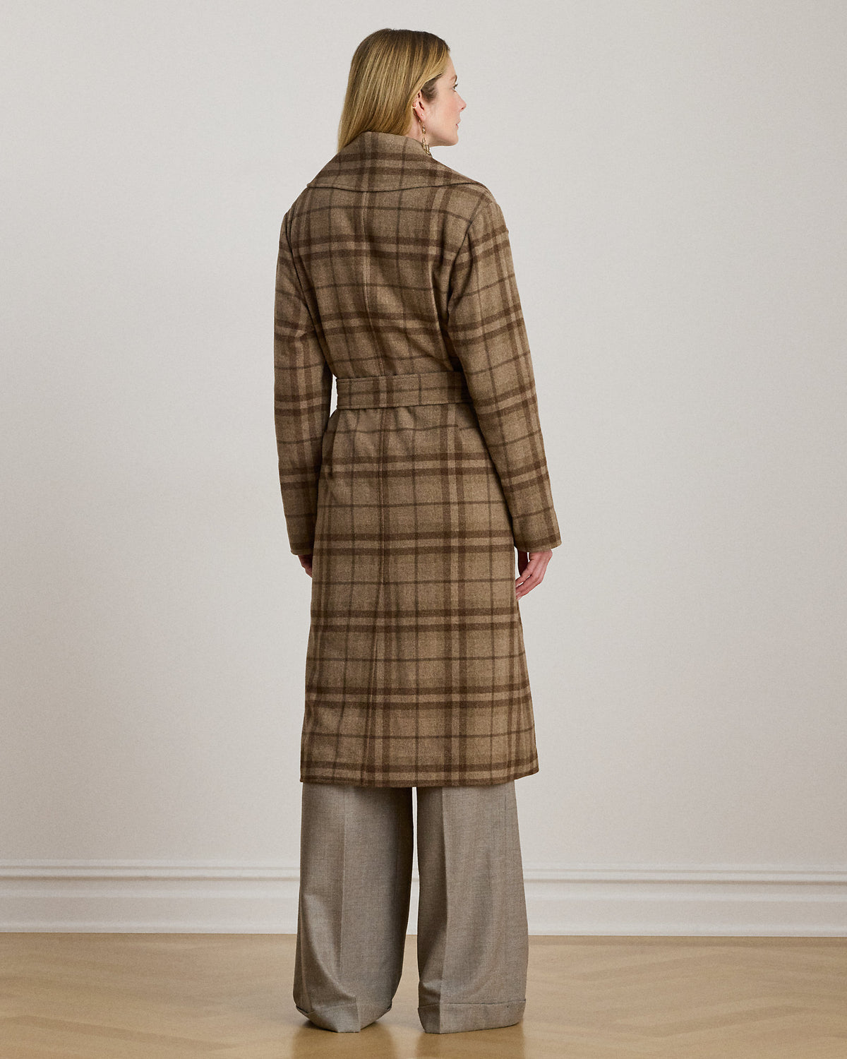 Ralph Lauren Plaid WoolBlend Twill Wrap Coat