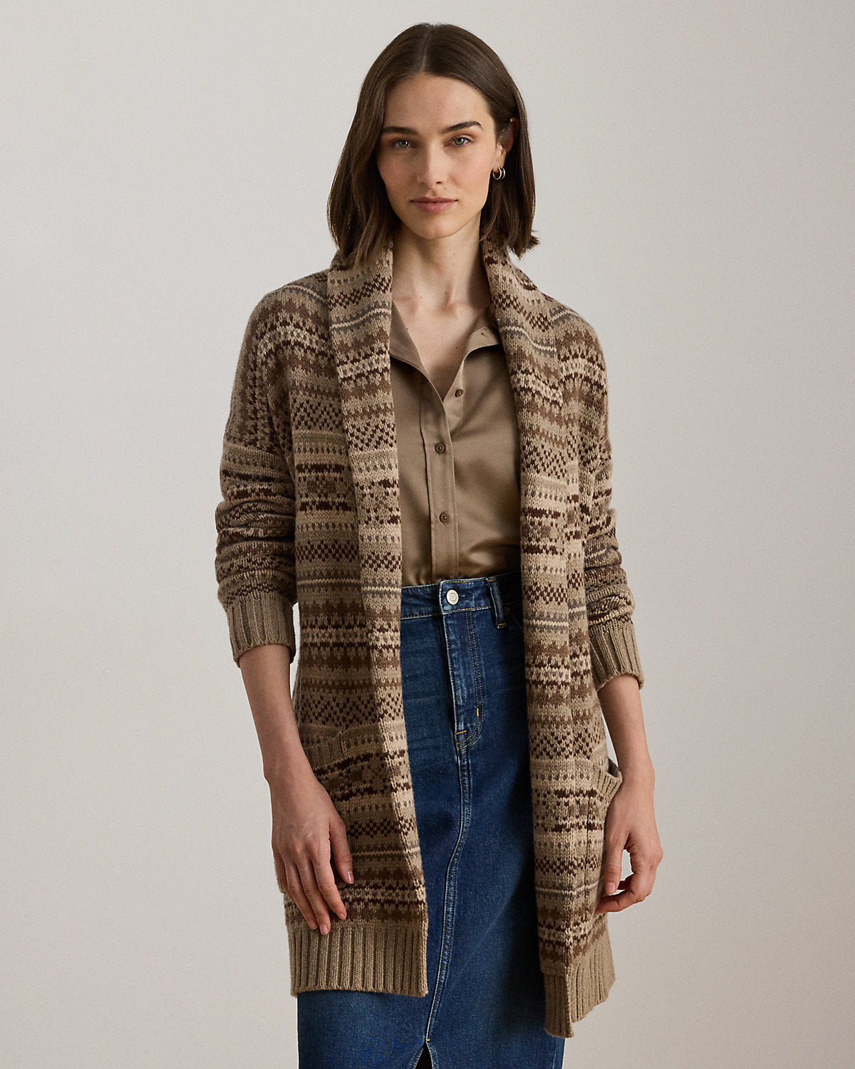 Ralph Lauren Fair Isle Belted WoolBlend Cardigan