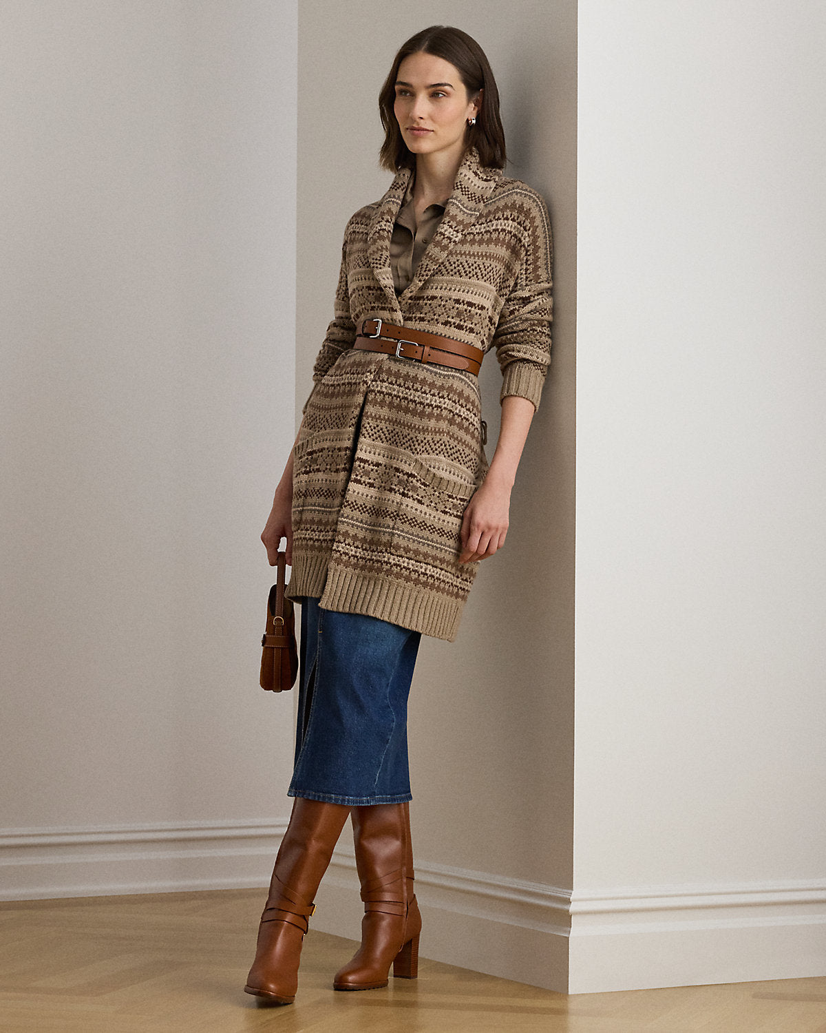 Ralph Lauren Fair Isle Belted WoolBlend Cardigan