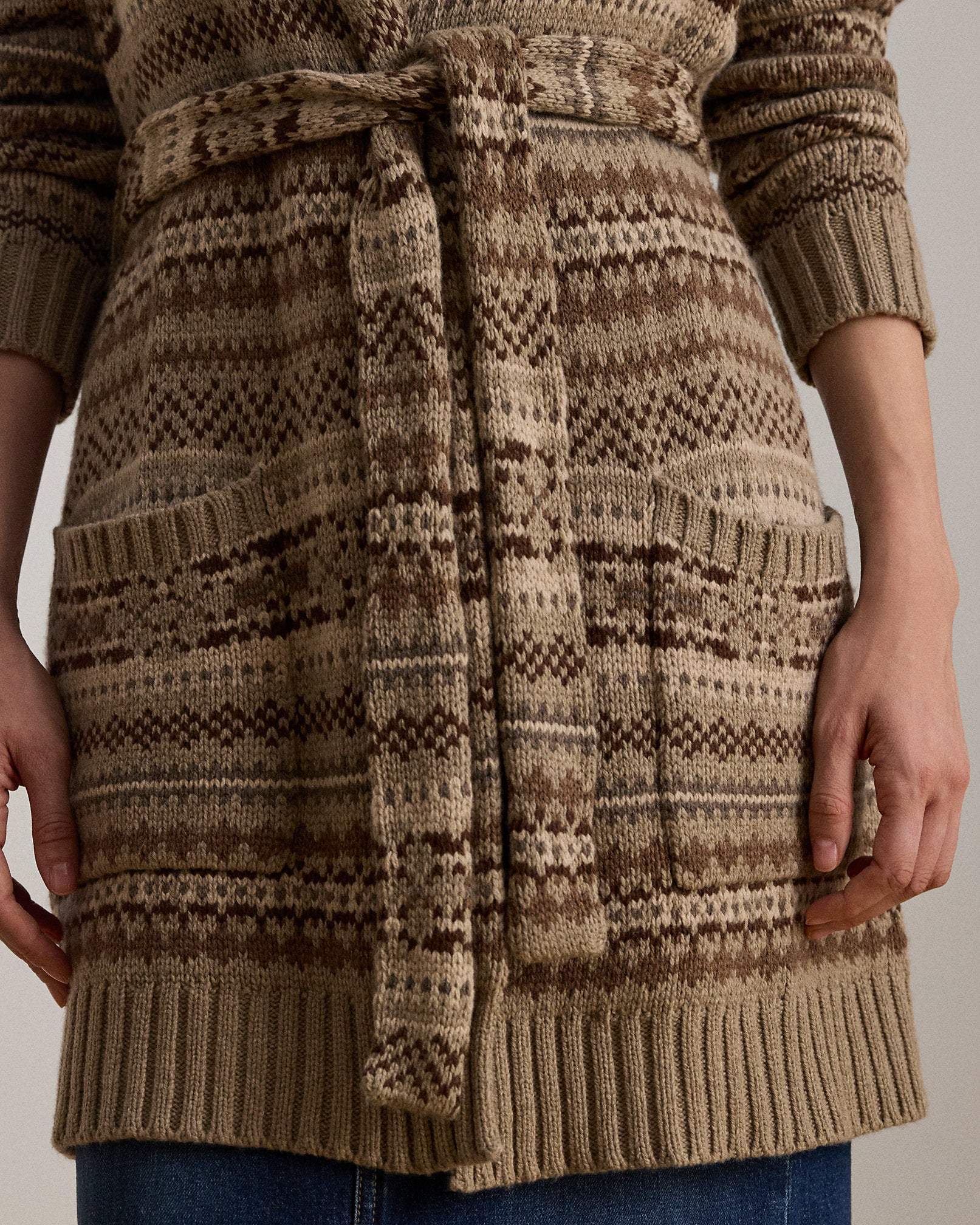 Ralph Lauren Fair Isle Belted WoolBlend Cardigan