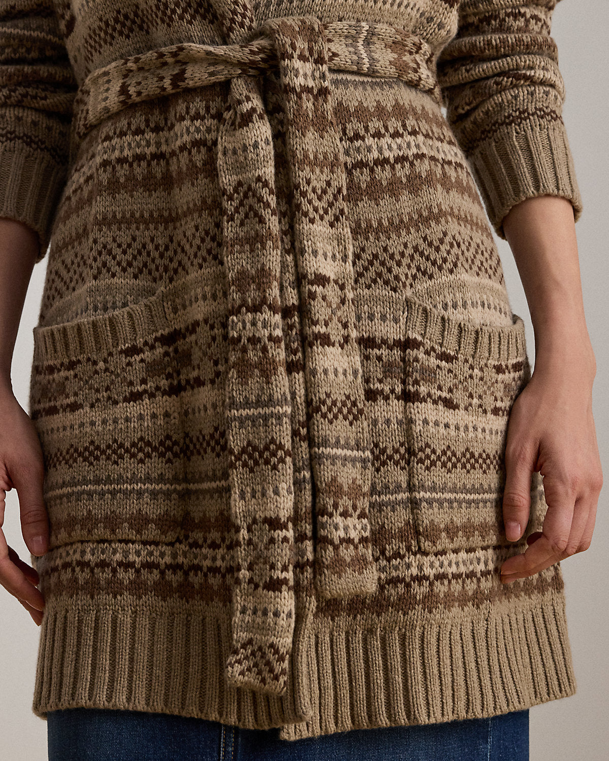 Ralph Lauren Fair Isle Belted WoolBlend Cardigan