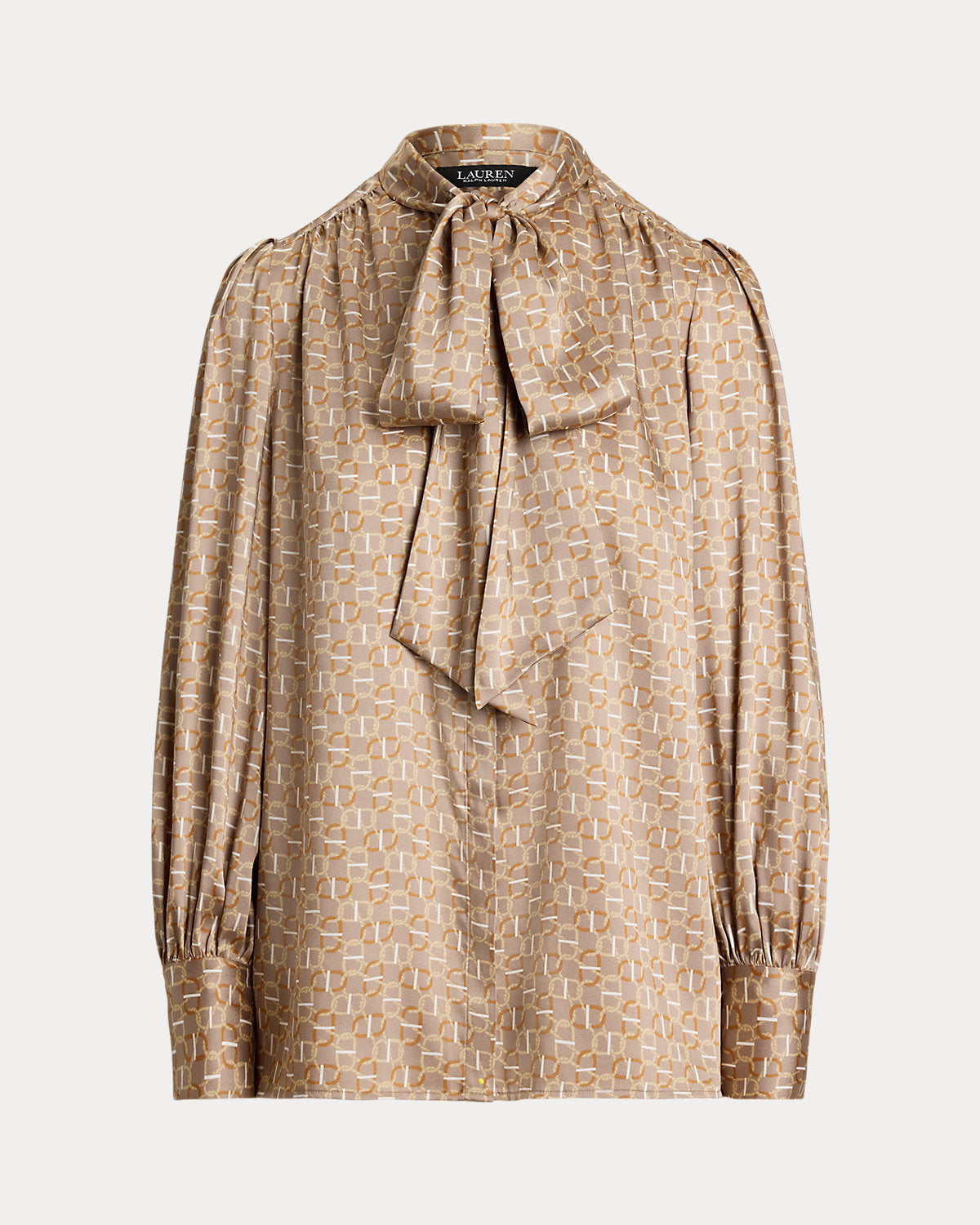 Ralph Lauren GeoPrint Twill TieNeck Blouse