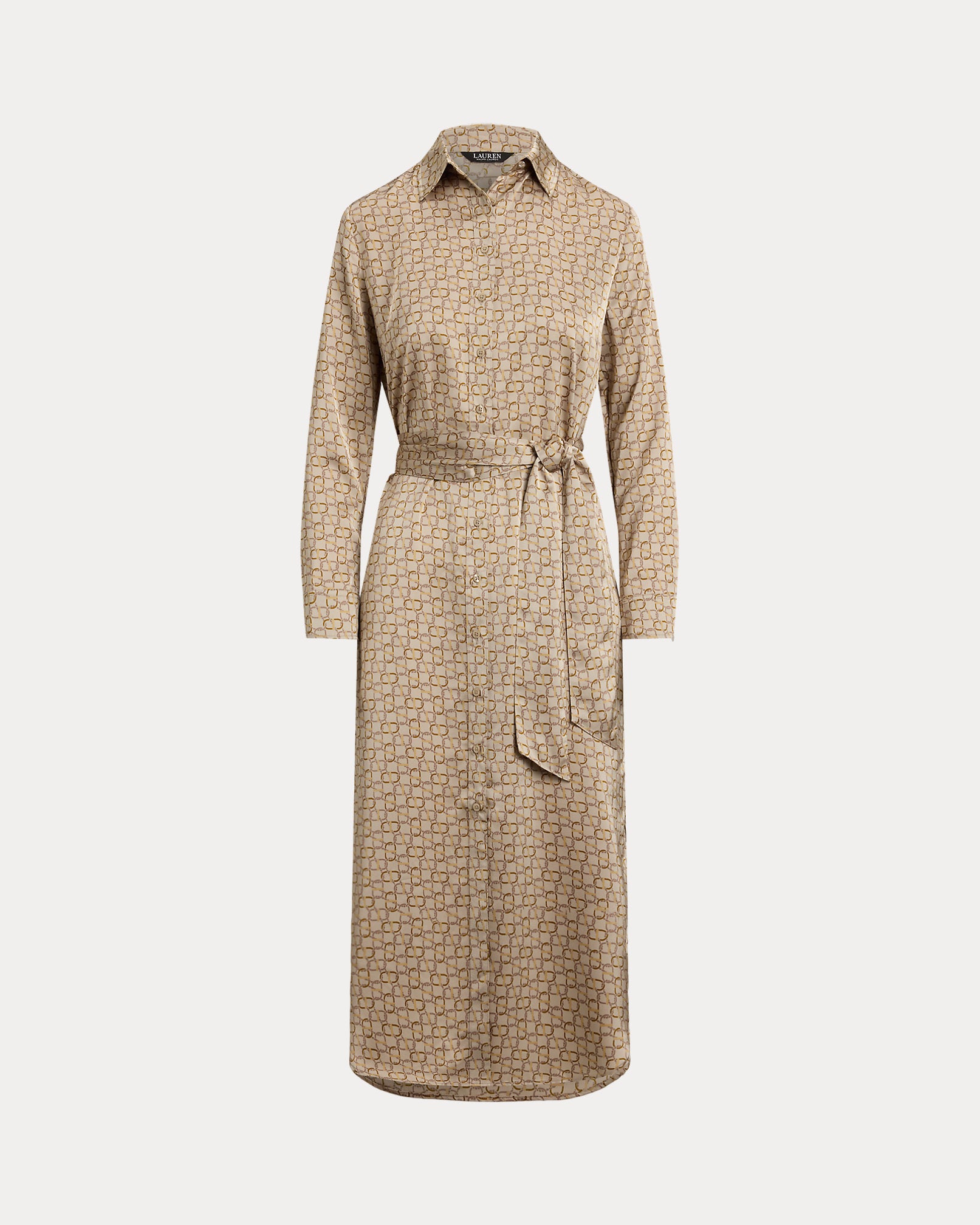 Ralph Lauren GeoPrint Satin Charmeuse Shirtdress