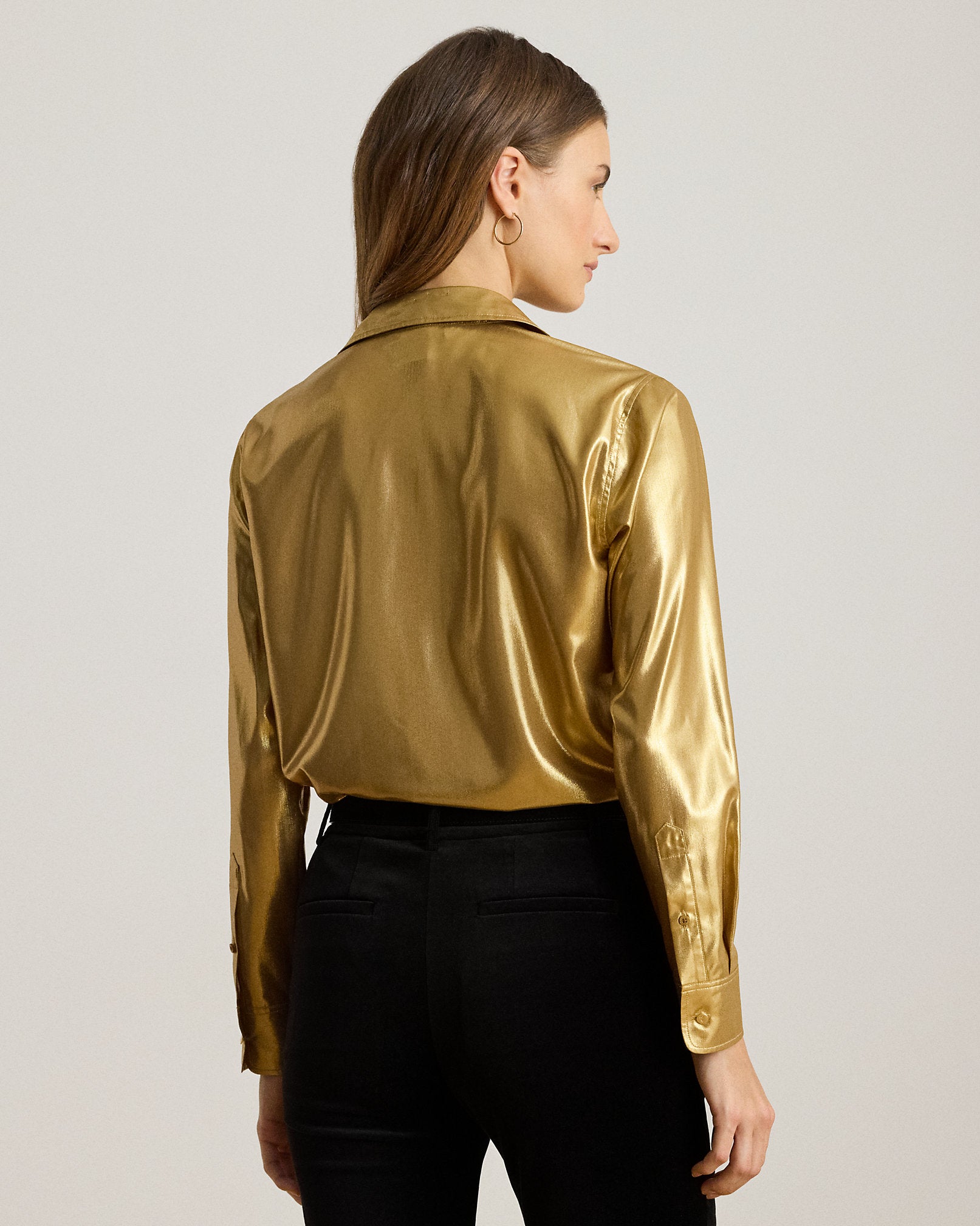 Ralph Lauren Classic Fit Metallic Chiffon Shirt
