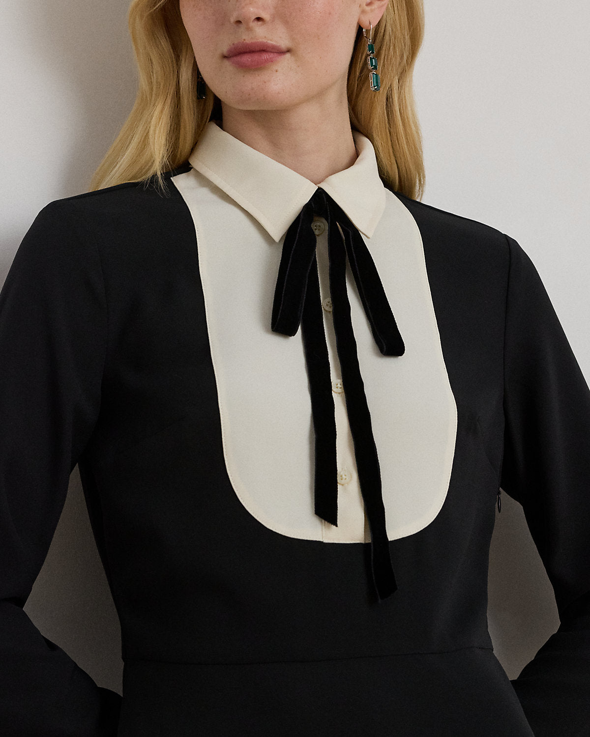 Ralph Lauren TwoTone Georgette TieNeck Dress