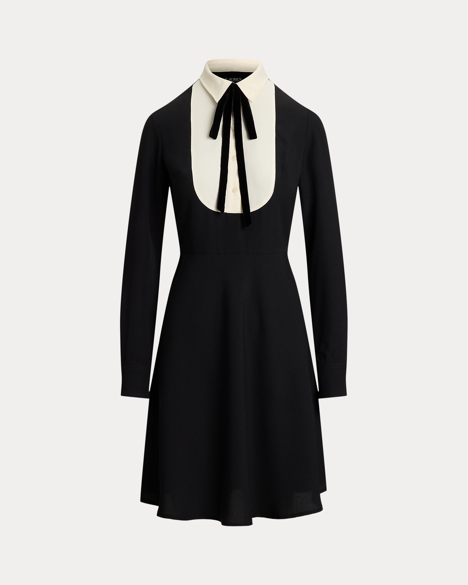 Ralph Lauren TwoTone Georgette TieNeck Dress