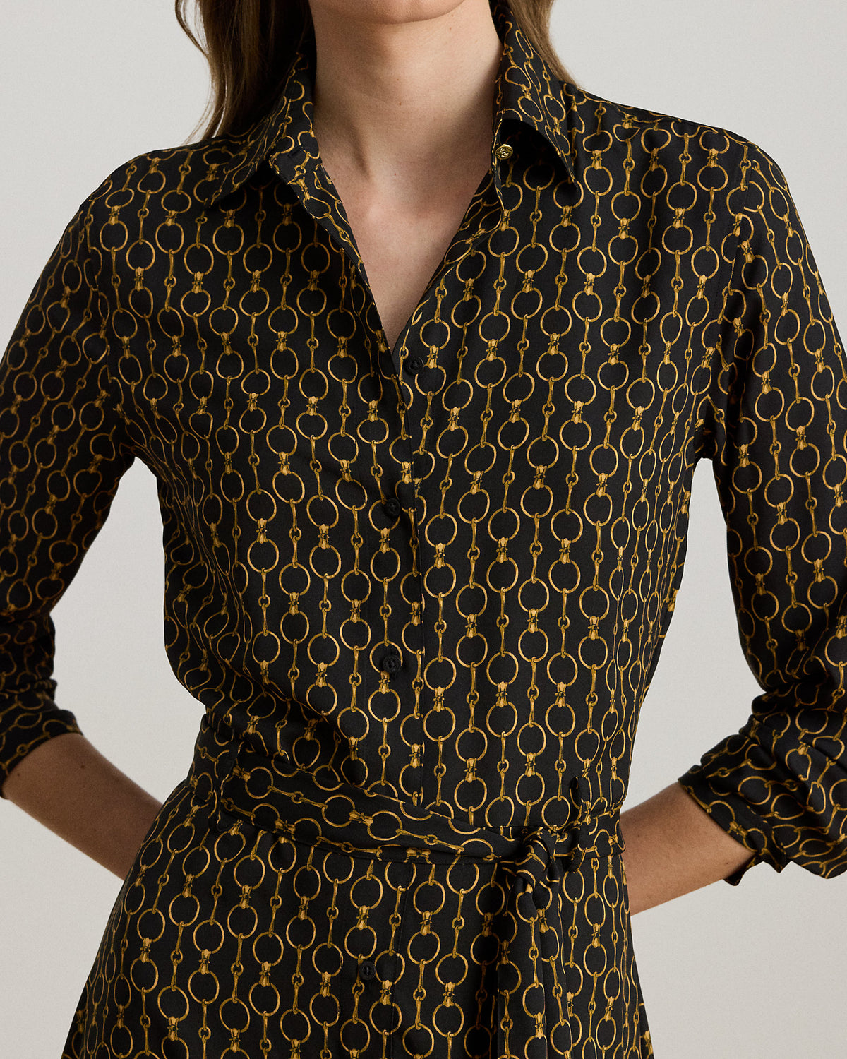 Ralph Lauren ChainPrint Crepe Shirtdress
