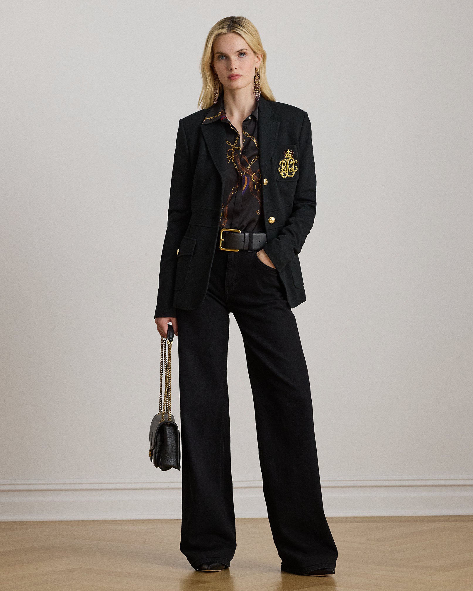 Ralph Lauren Classic Fit BeltingPrint Satin Shirt